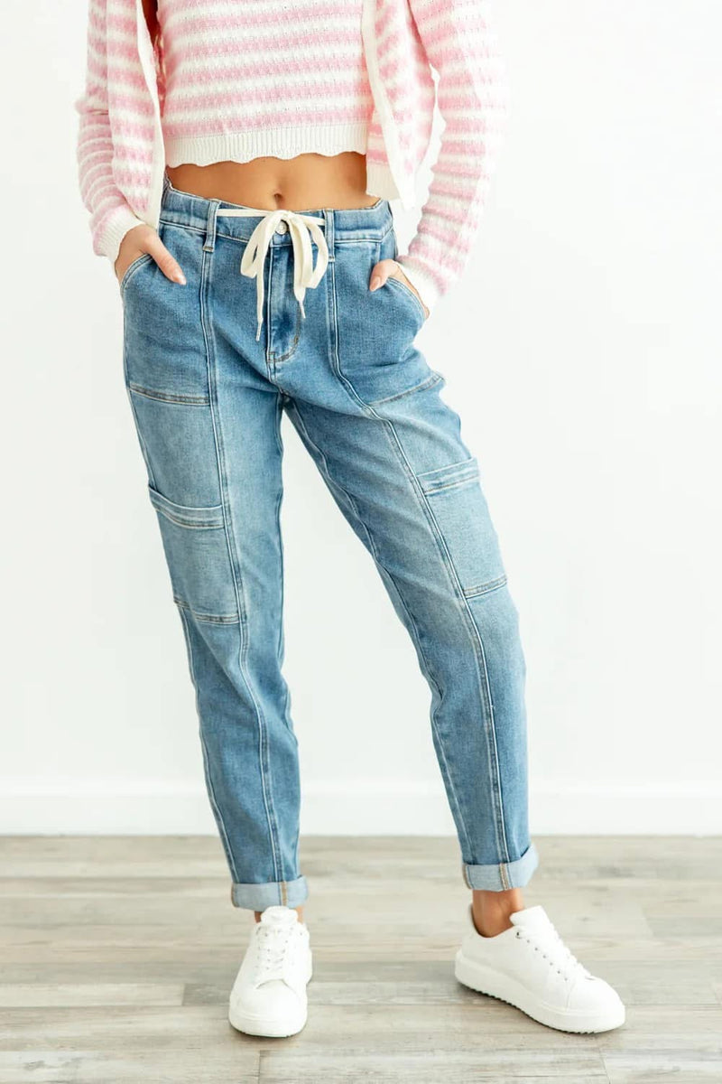 1-88909 Judy Blue Cargo Pants-Jeans-Broken Boutique-Palestine-TX