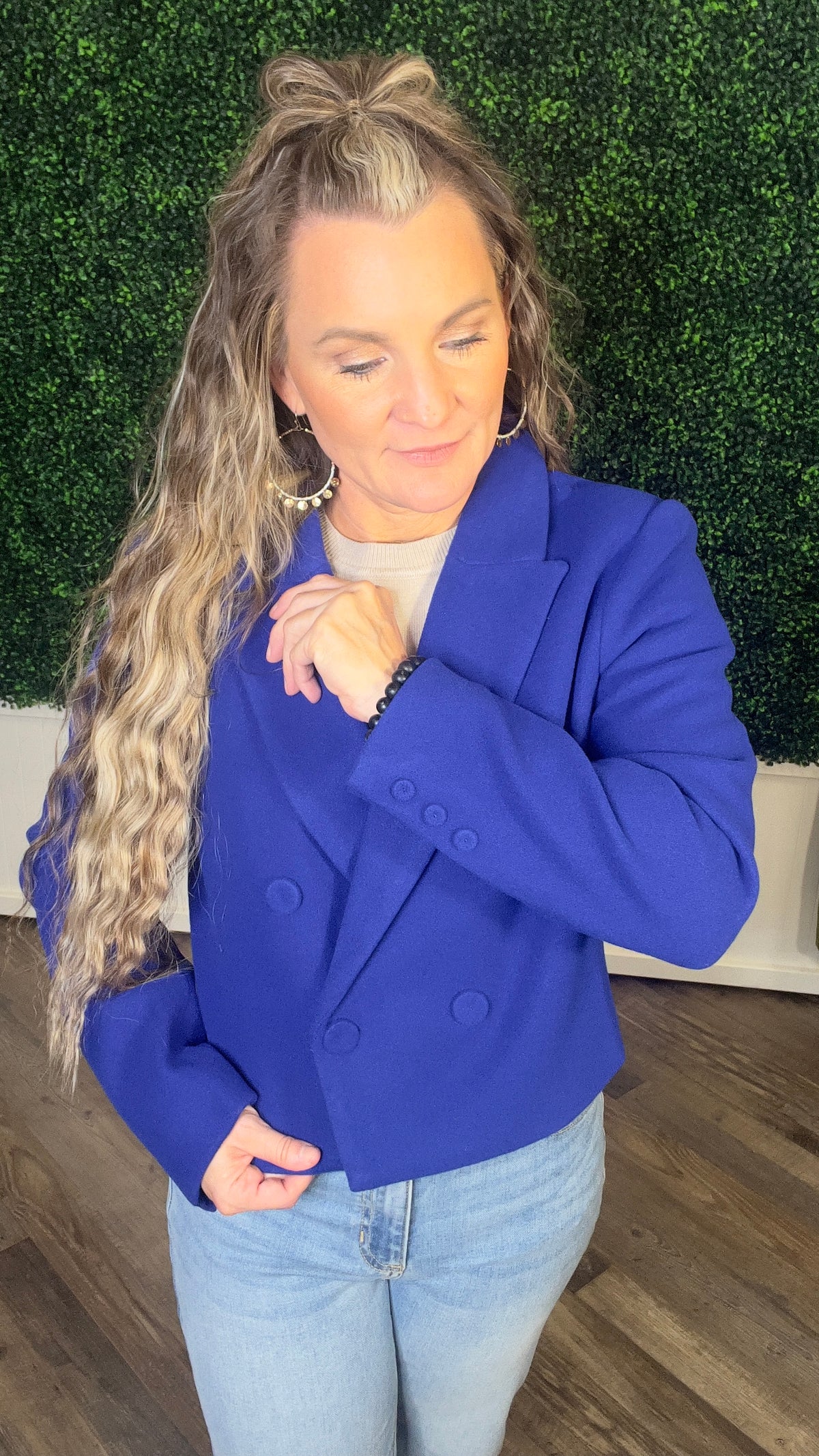 9-6137 Royal Blue Elaina Blazer-Blazer-Broken Boutique-Palestine-TX