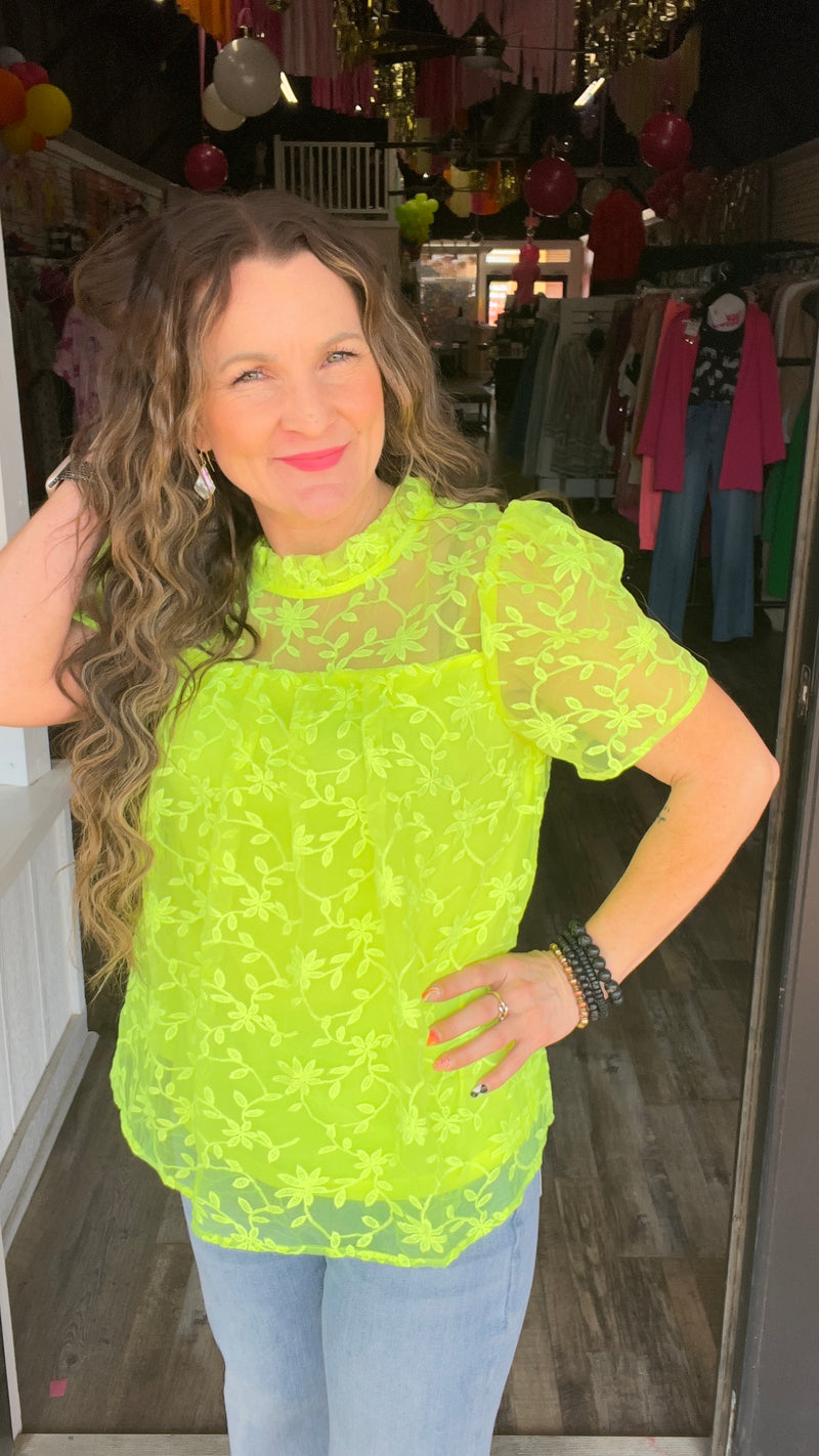 Lime Amy Top-Blouses-Broken Boutique-Palestine-TX