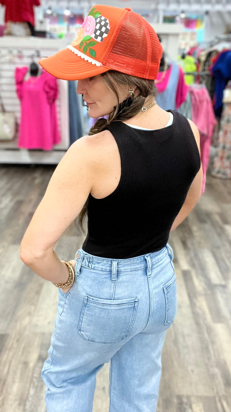 Black Krystal Bodysuit-Sleeveless-Broken Boutique-Palestine-TX