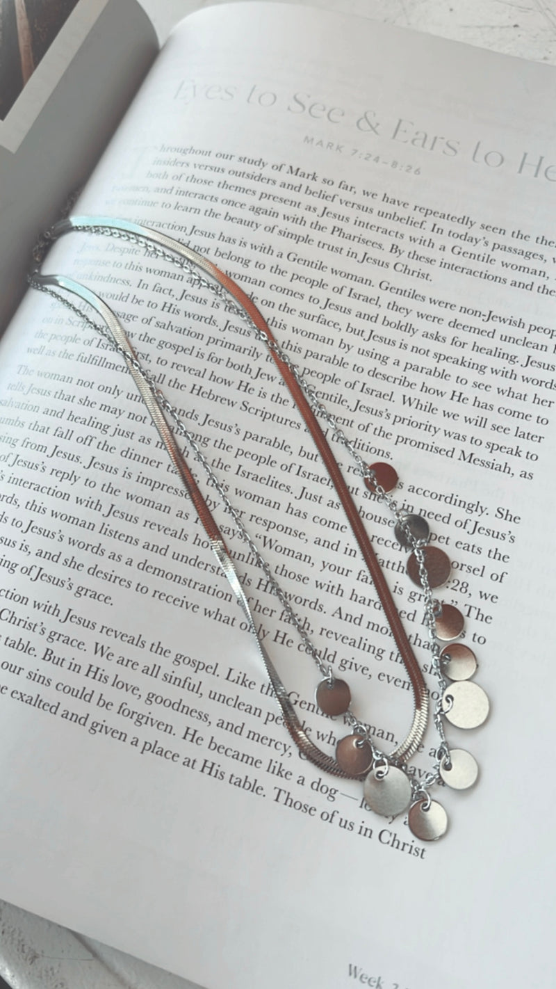 Shimmer Disc Layered necklace-Accessories-Broken Boutique