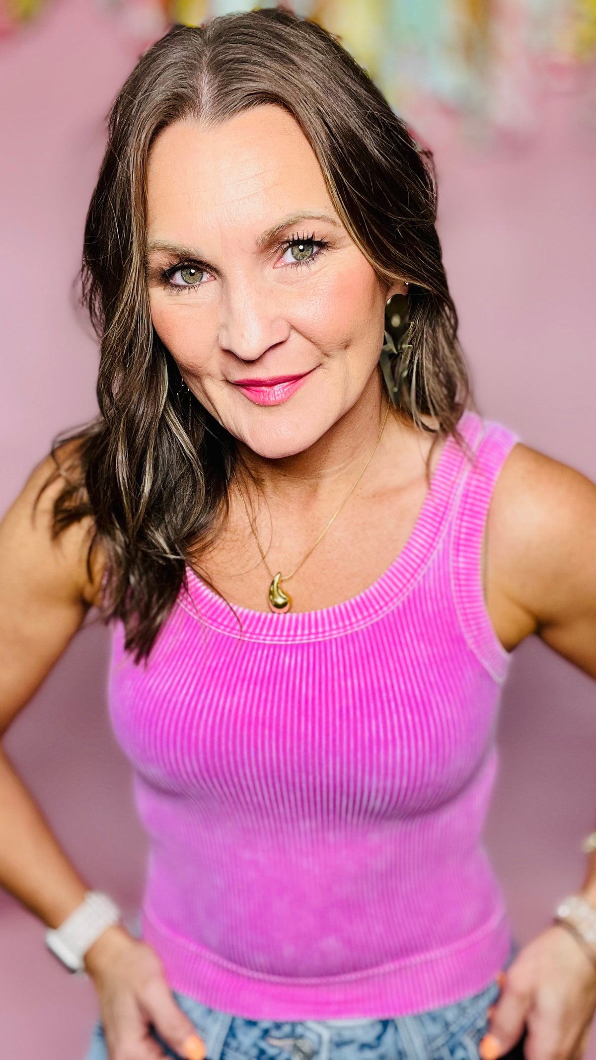 Bright Mauve Tank Top-sleeveless-Broken Boutique-Palestine-TX