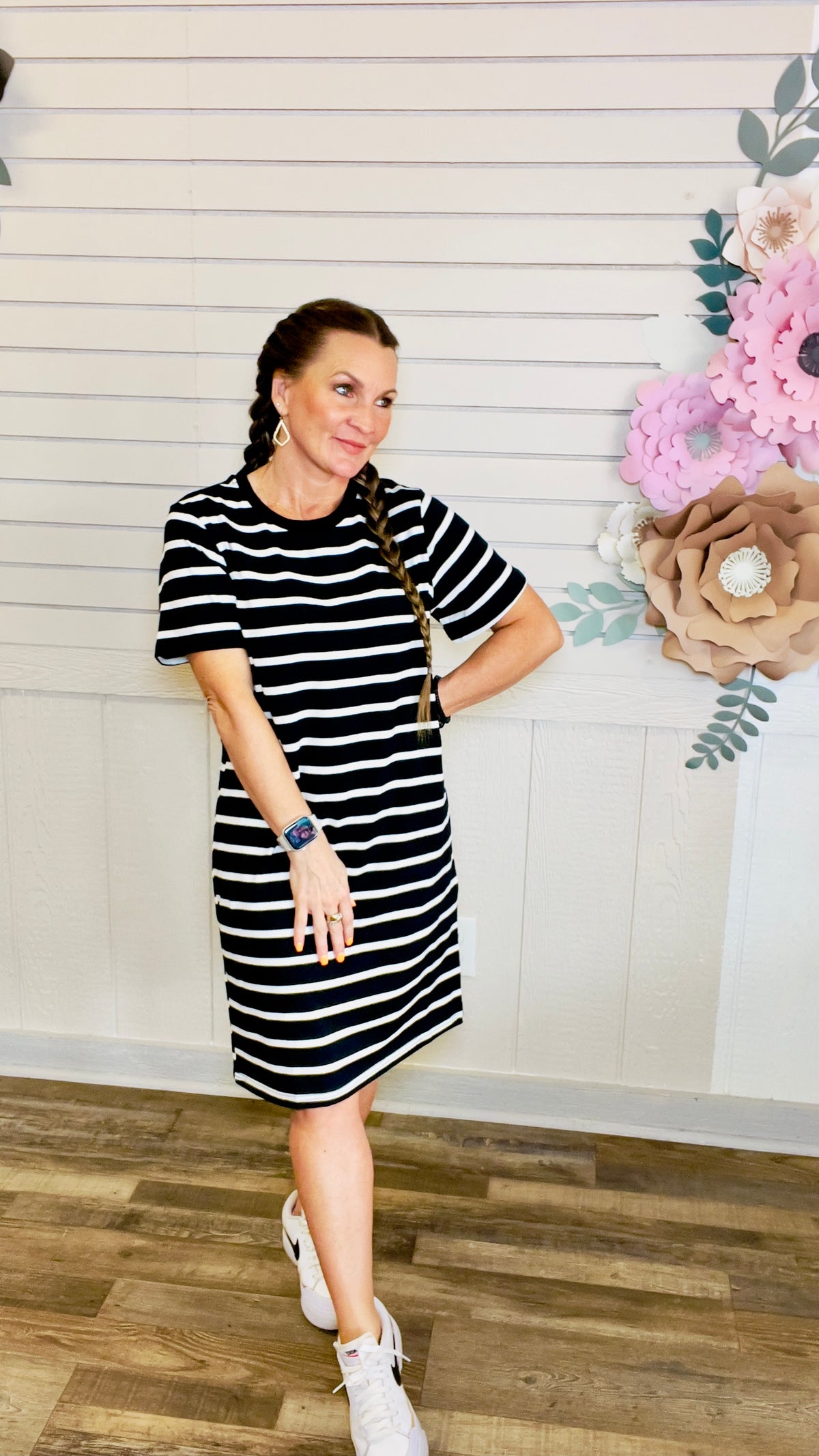 Black Stripe Maura Dress-Dresses-Broken Boutique-Palestine-TX