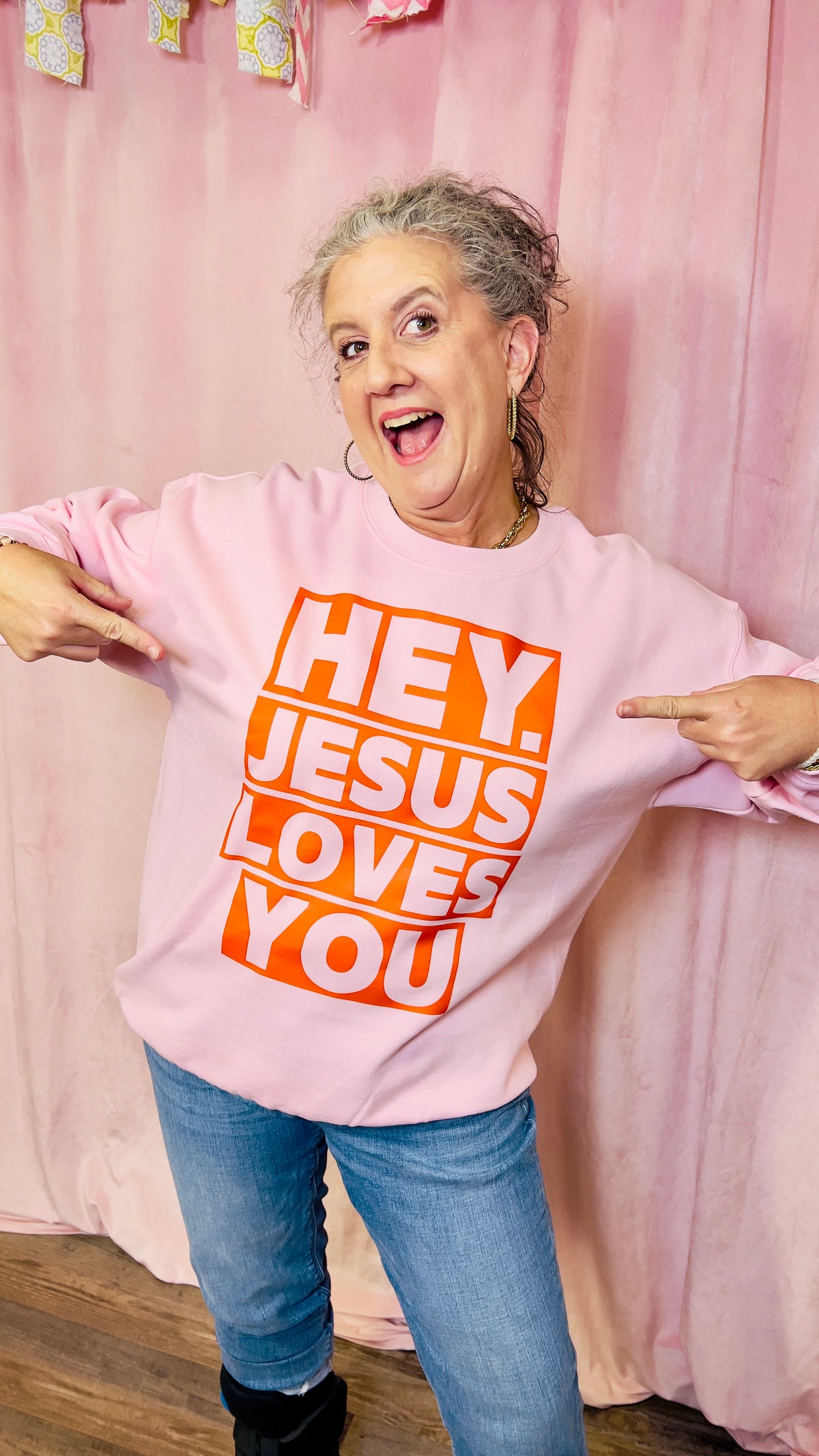 Hey Jesus Loves You Sweatshirt-Hoodies & Sweatshirts-Broken Boutique