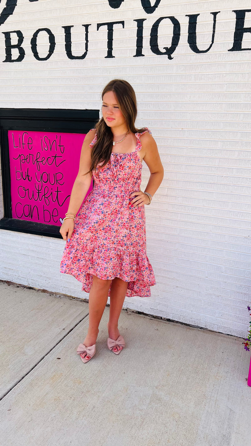 Rose Floral Jeri Dress-Midi Dress-Broken Boutique-Palestine-TX