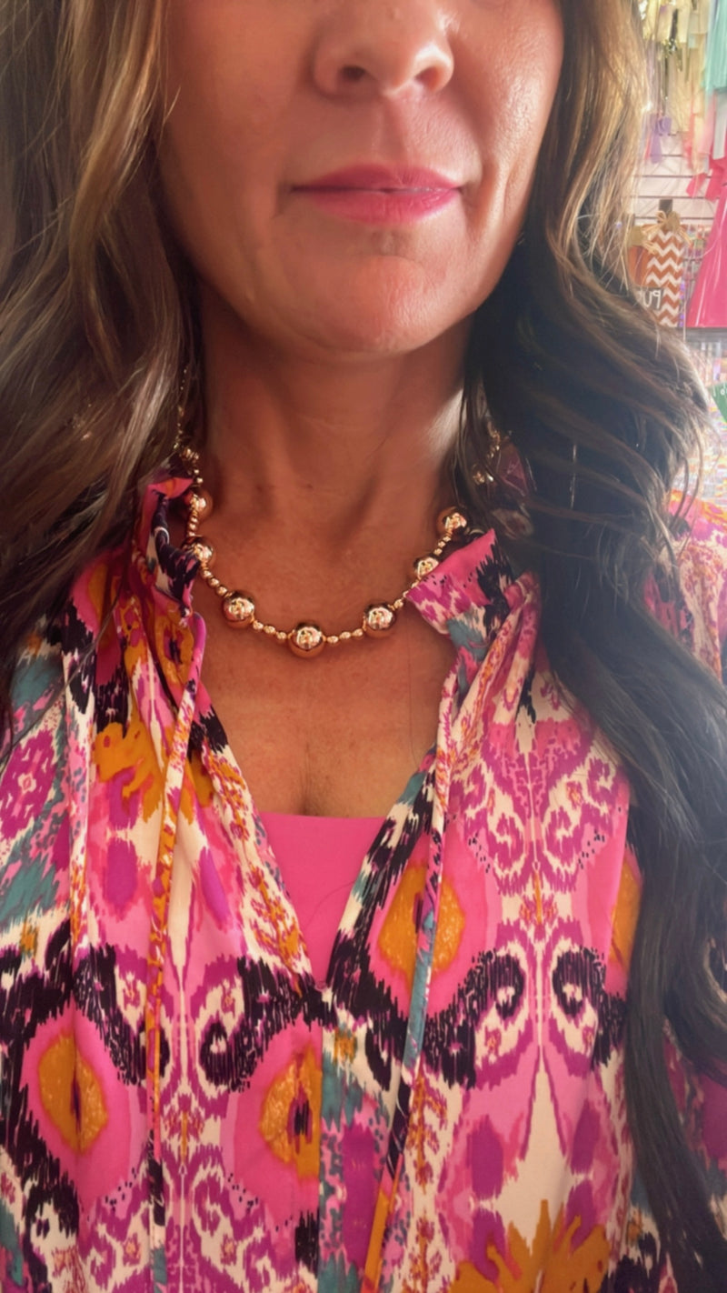 Golden Glow Bead Necklace
