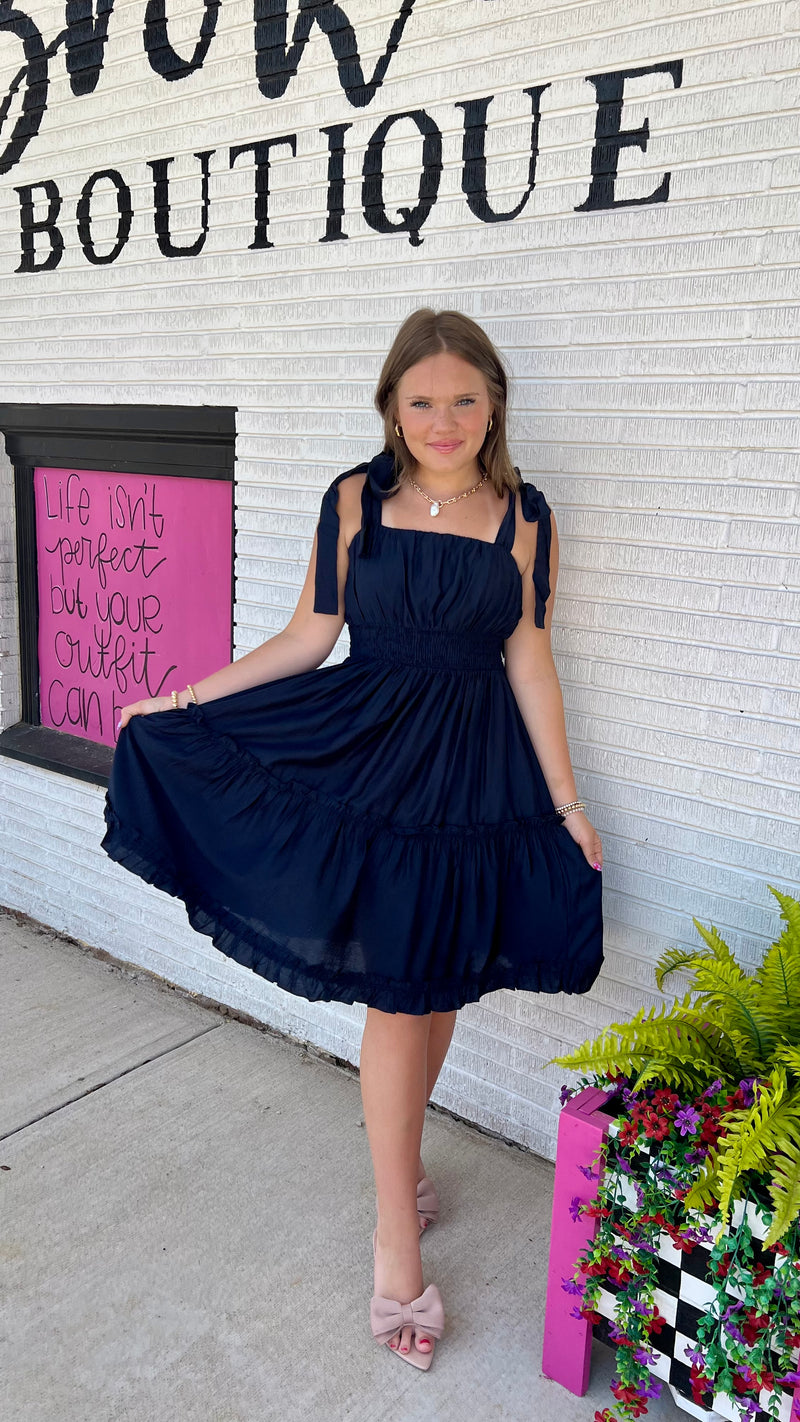 Midnight Suzan Mini Dress-Mini Dress-Broken Boutique-Palestine-TX