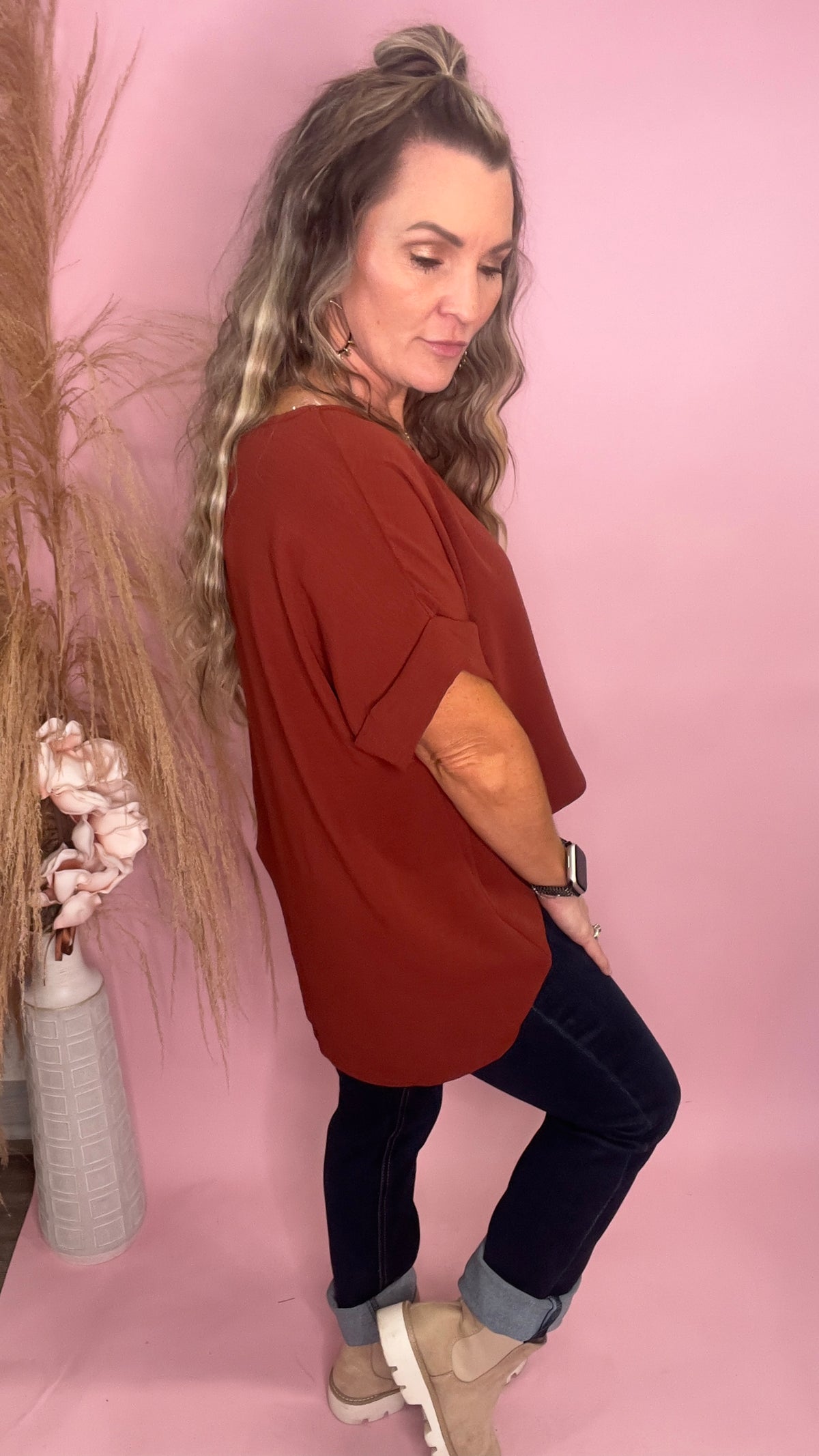 Chocolate Celine Top-Blouses-Broken Boutique-Palestine-TX