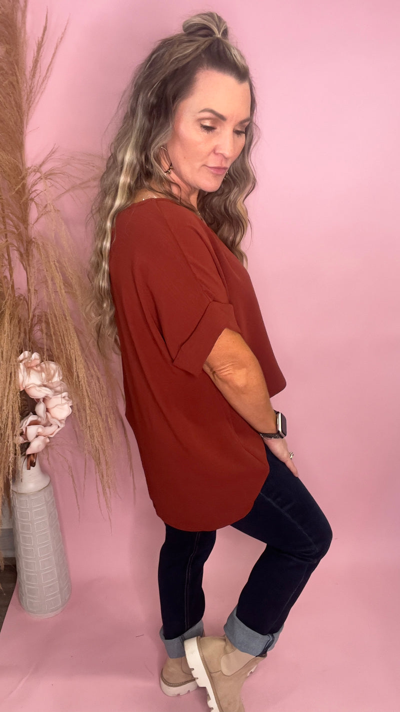Chocolate Celine Top-Blouses-Broken Boutique-Palestine-TX