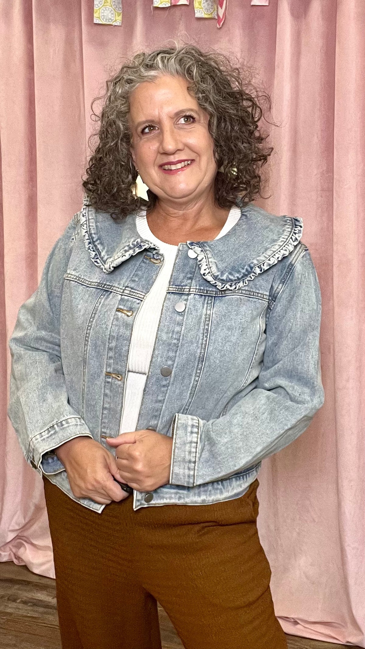 Frill Seeker Denim Jacket-Denim Jacket-Broken Boutique-Palestine-TX