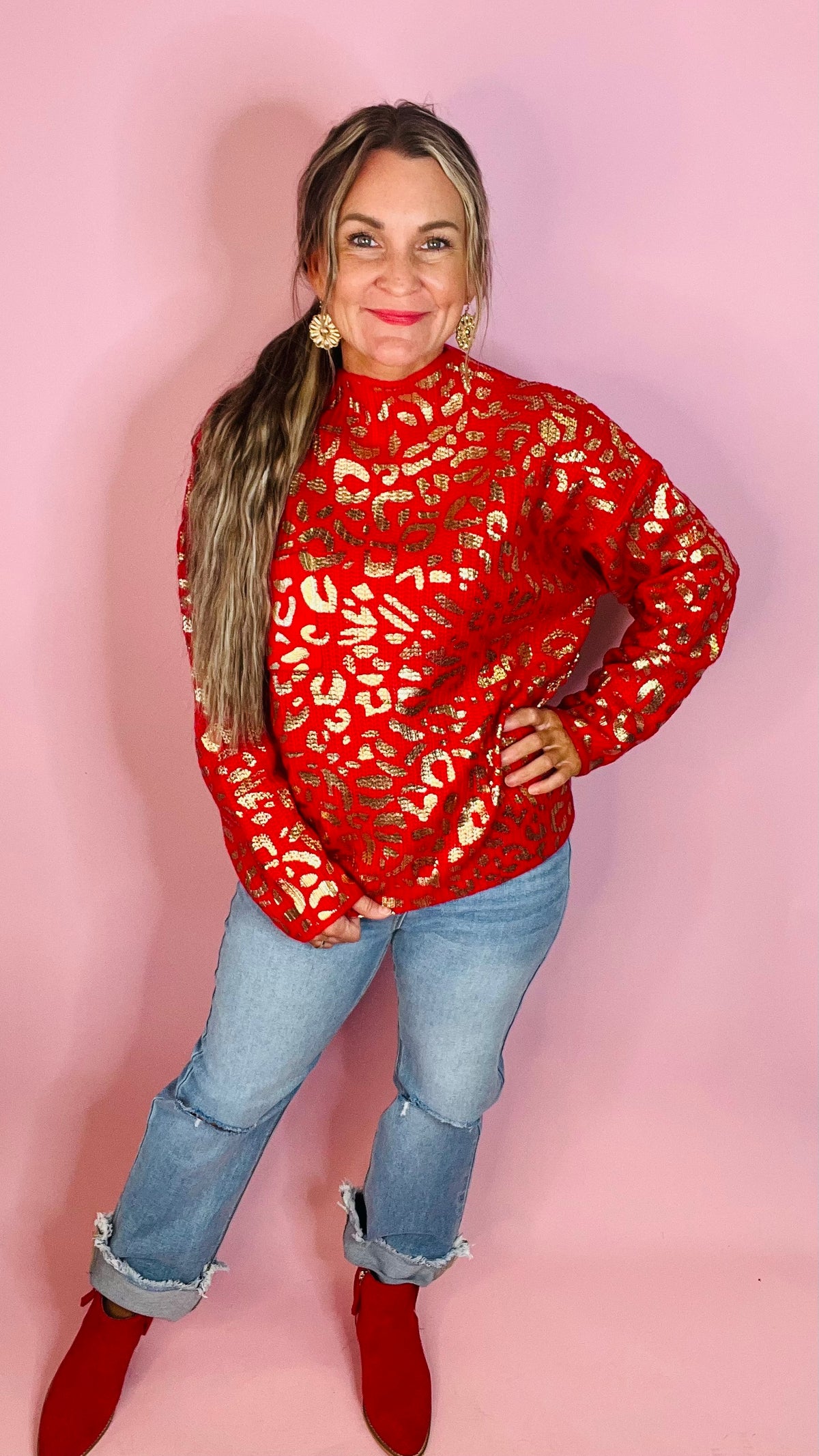8-11446 Red Lila Sweater-Sweater-Broken Boutique-Palestine-TX