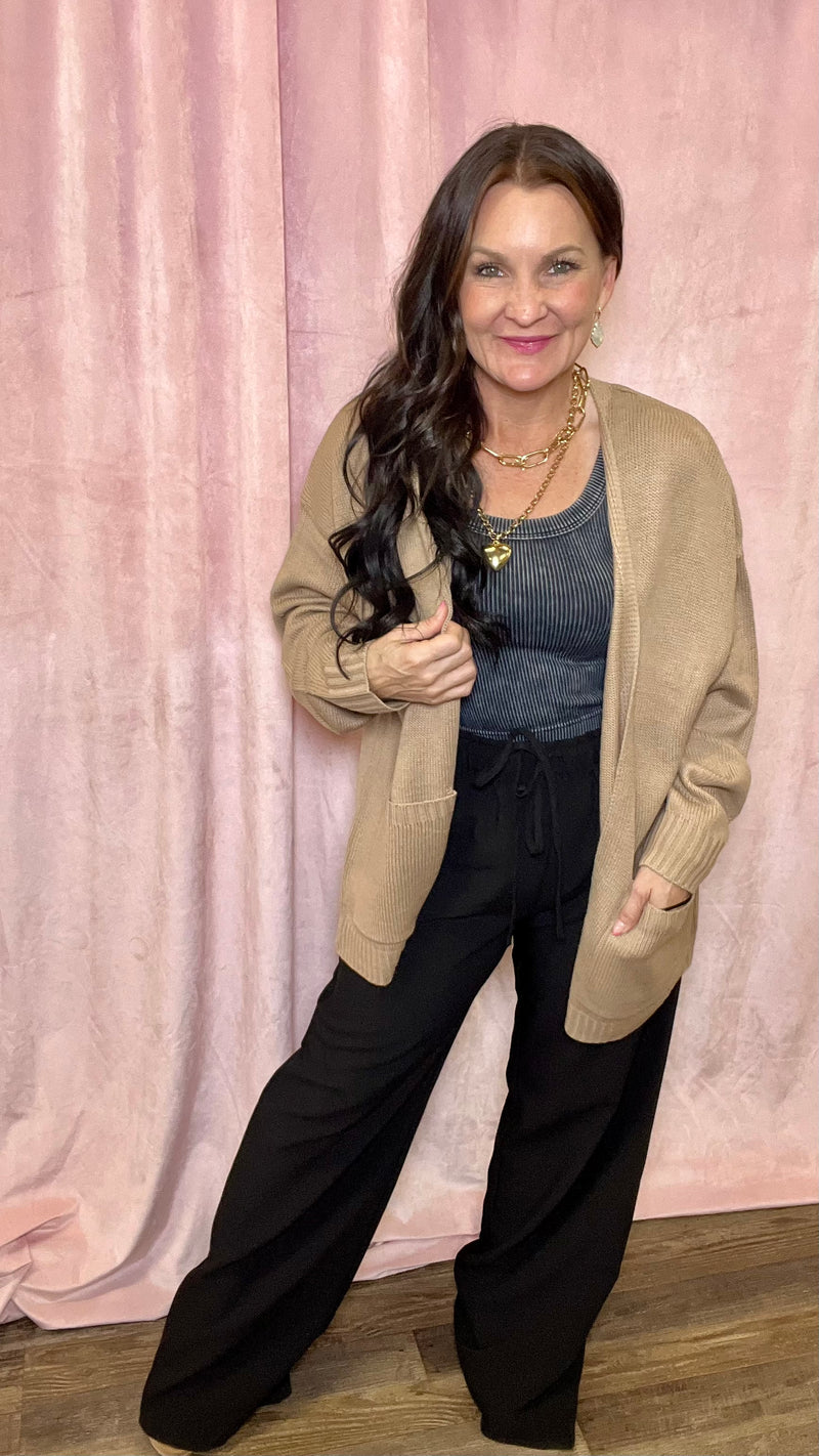 Coffee Date Cardi in Dark Taupe