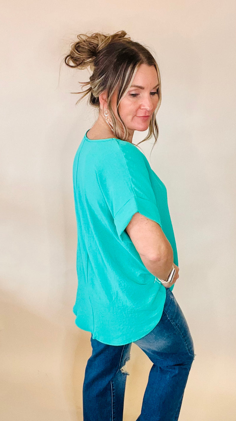 Kelly Green Celine Top-Blouses-Broken Boutique-Palestine-TX