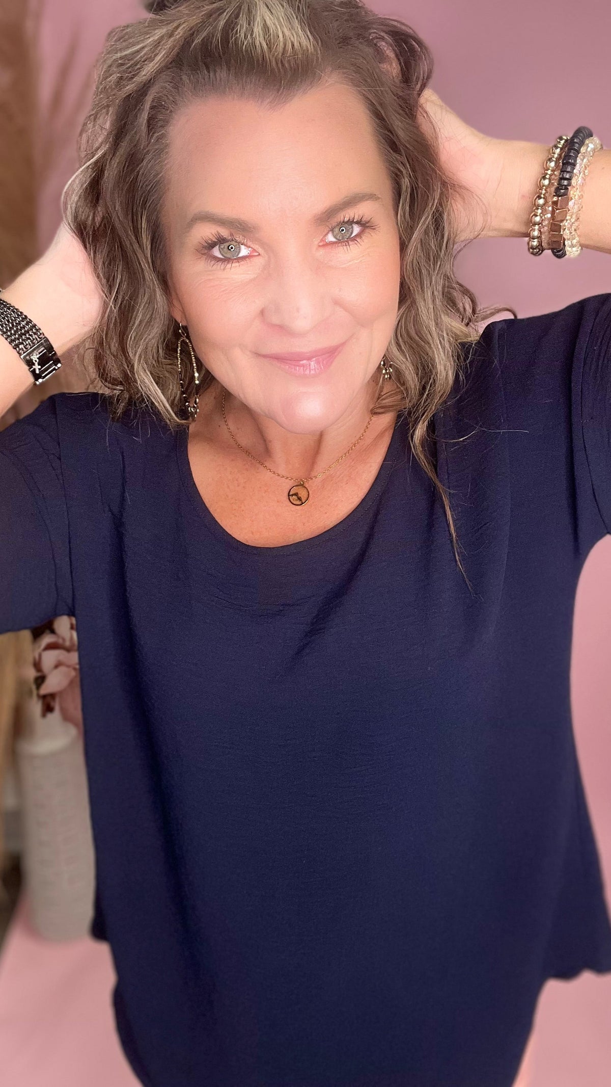 Navy Celine Top-Blouses-Broken Boutique-Palestine-TX