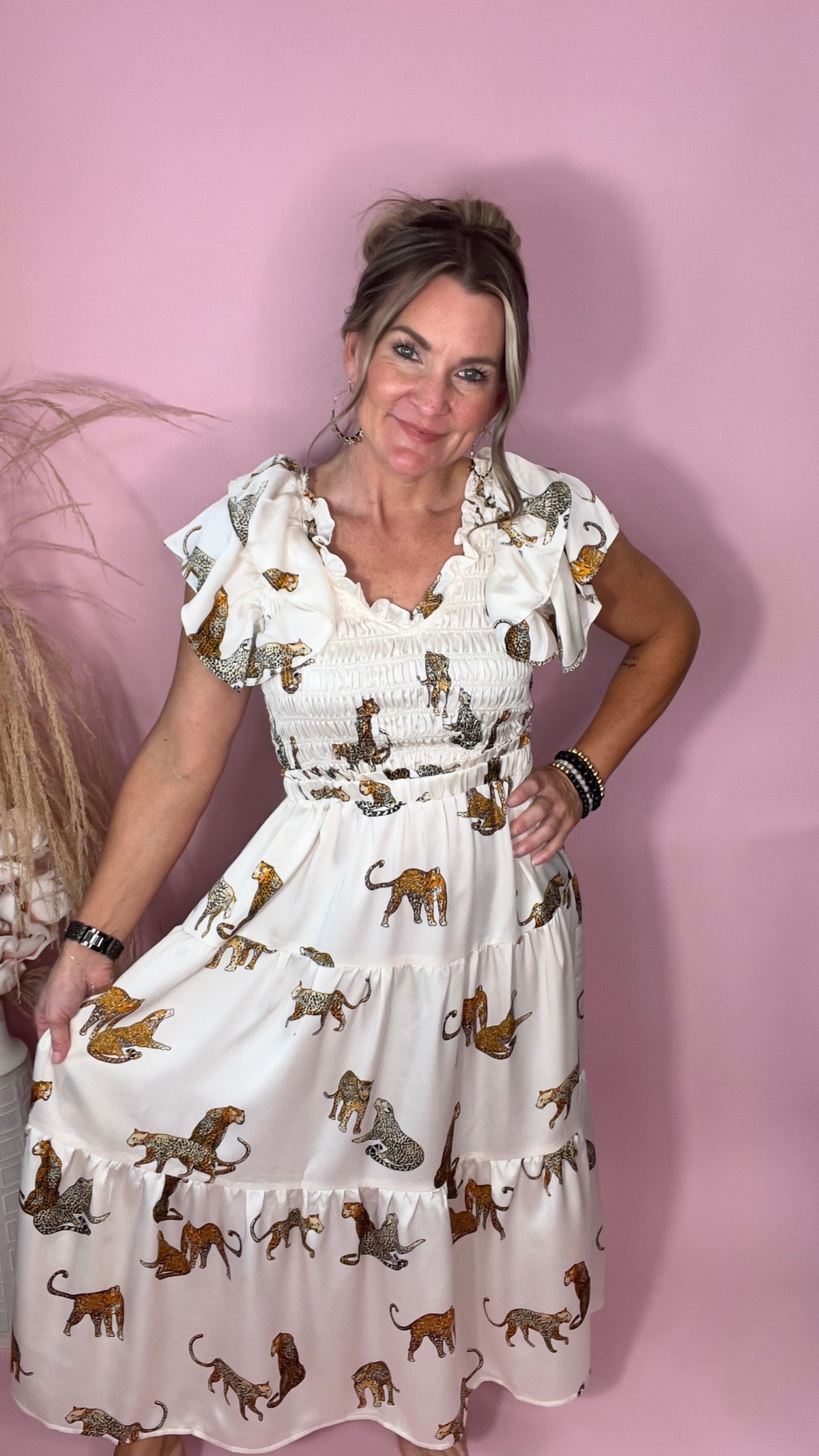 10-8345 Champagne Pamela Dress-Midi Dress-Broken Boutique-Palestine-TX