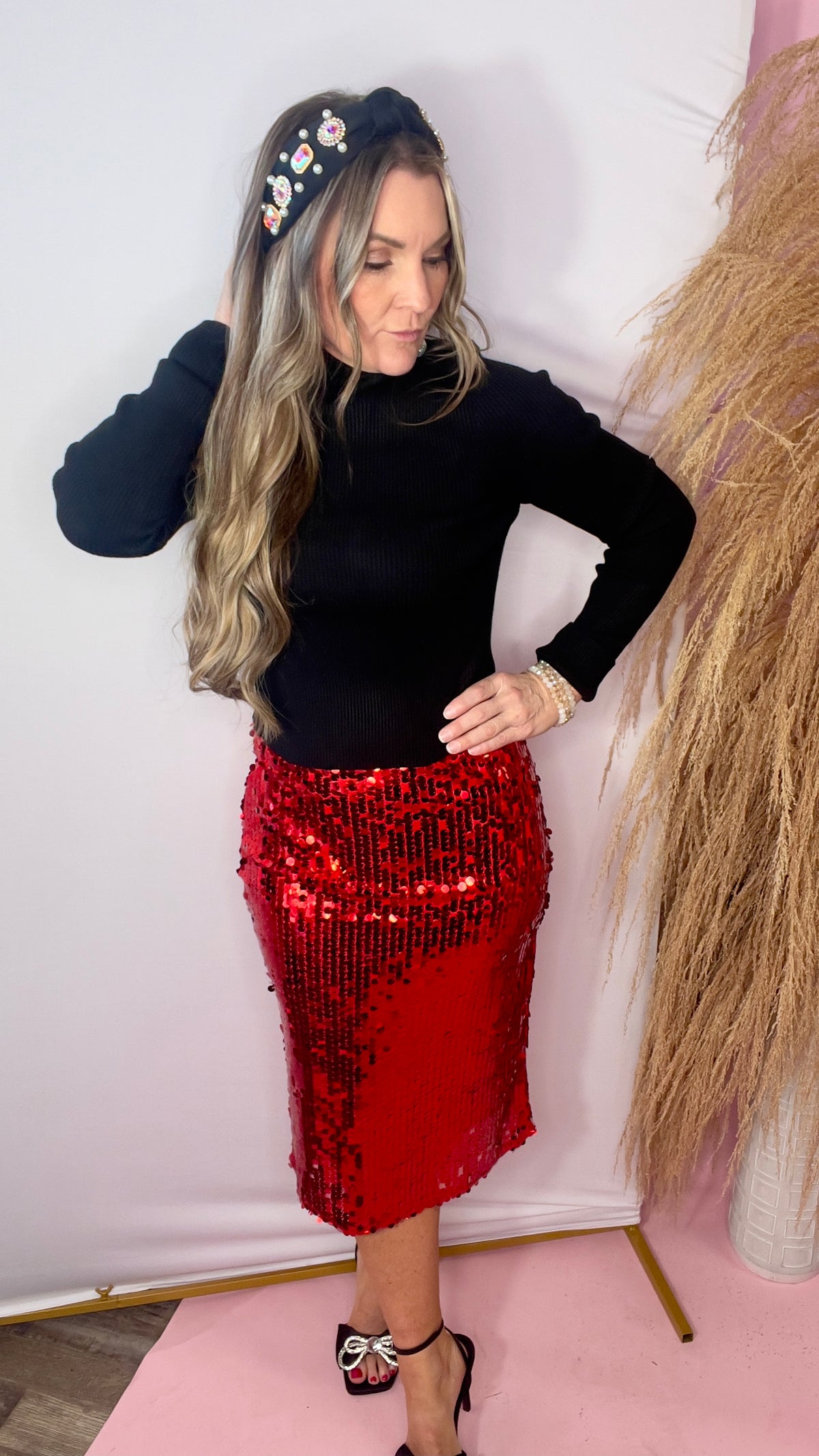11-8883 Red Lucinda Skirt-midi skirt-Broken Boutique-Palestine-TX
