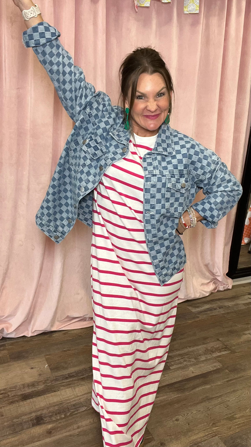Charly Check denim jacket-Denim Jacket-Broken Boutique-Palestine-TX