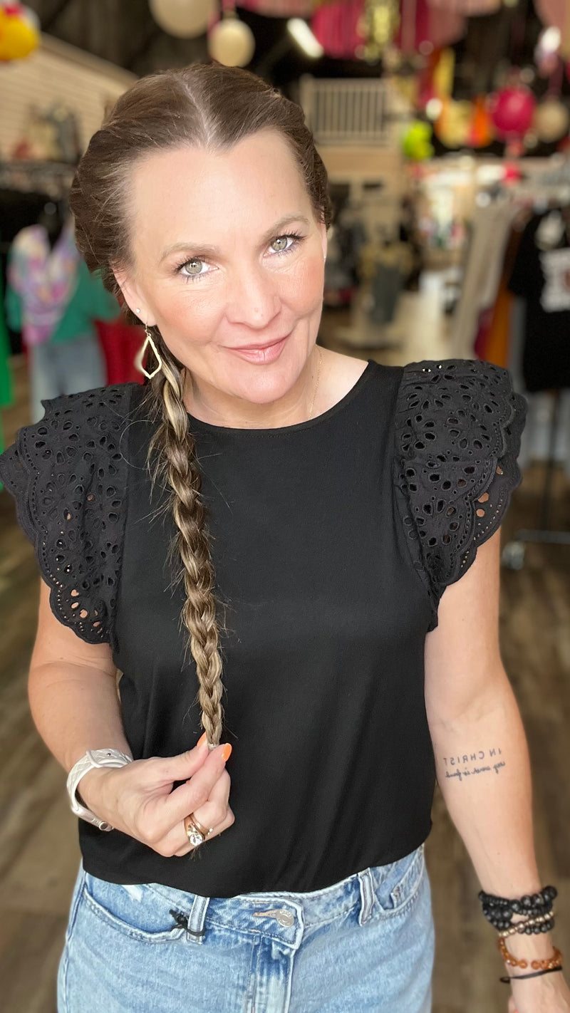Black Lizzi Top-Blouses-Broken Boutique-Palestine-TX