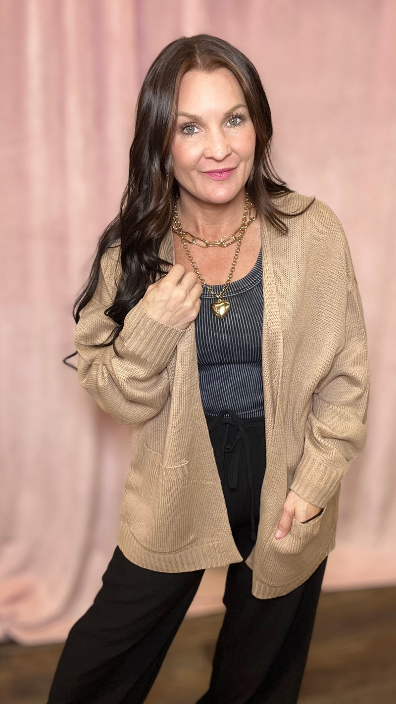 Coffee Date Cardi in Dark Taupe
