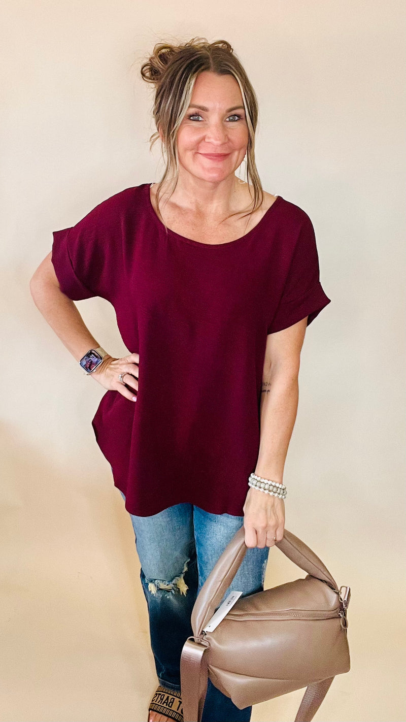 4691 Burgundy Celine Top-Blouses-Broken Boutique-Palestine-TX