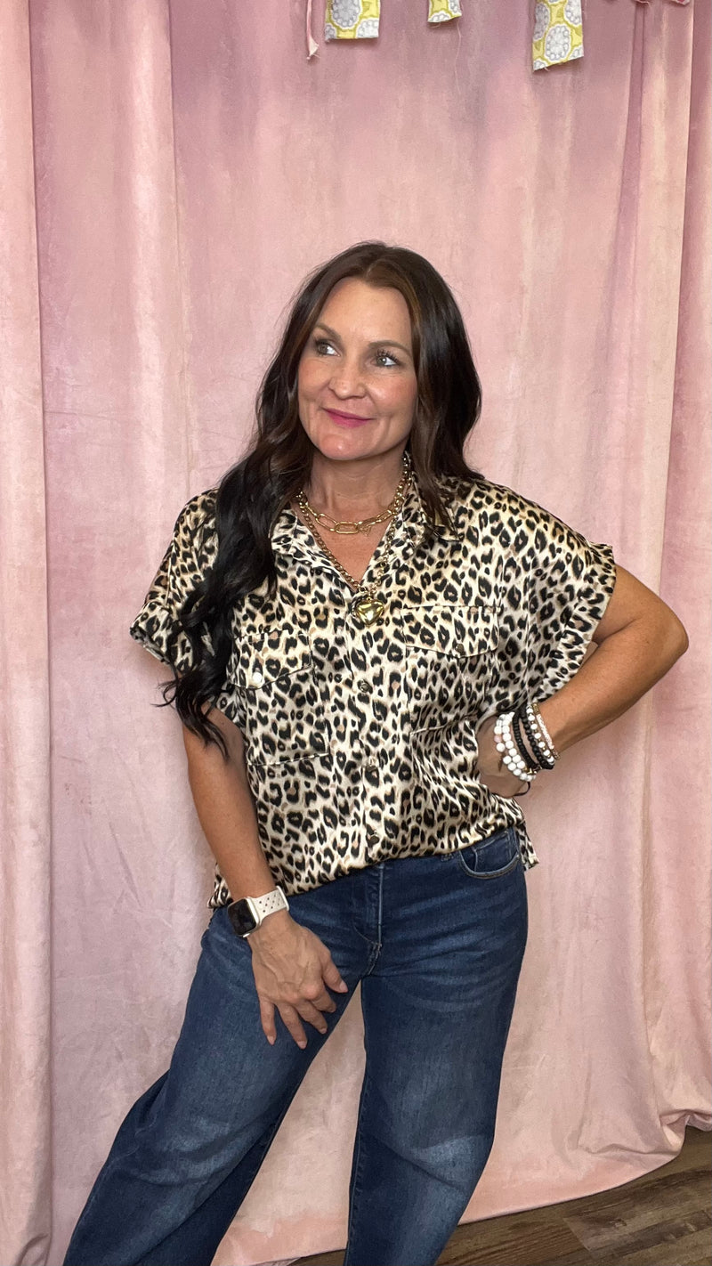 Leopard Luxe Short Sleeve Leopard Blouse