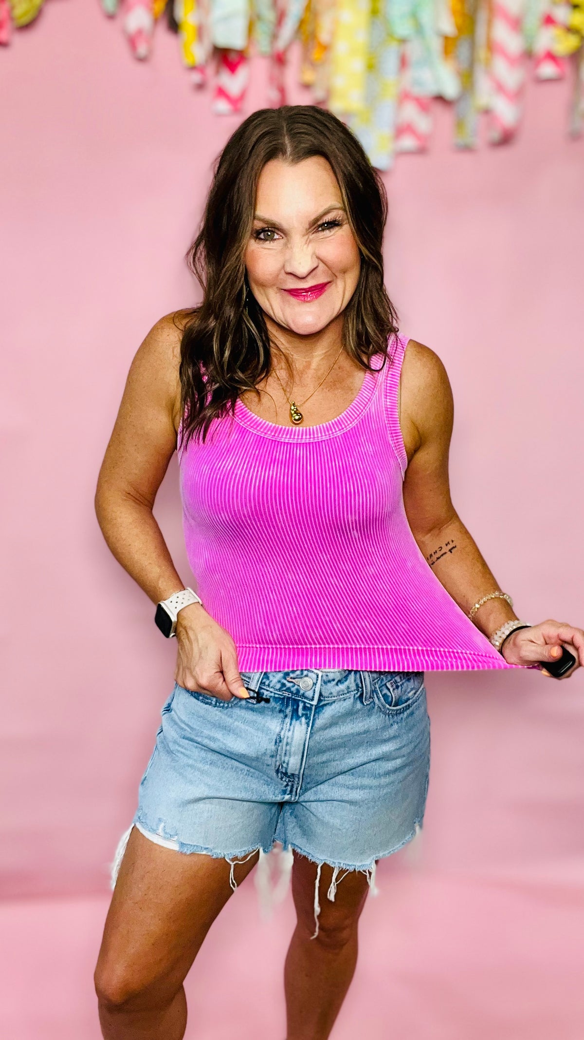 Bright Mauve Tank Top-sleeveless-Broken Boutique-Palestine-TX