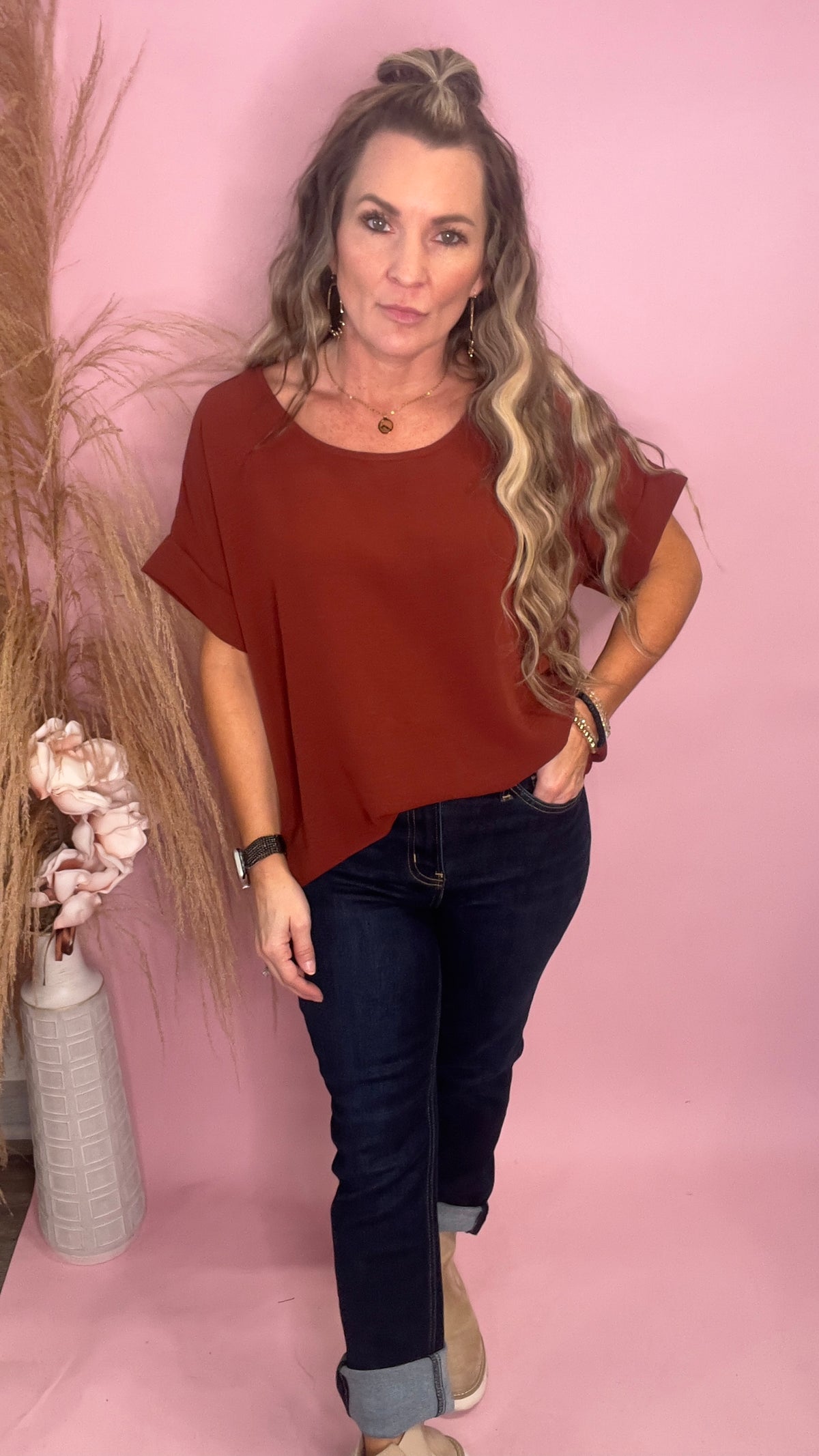 Chocolate Celine Top-Blouses-Broken Boutique-Palestine-TX