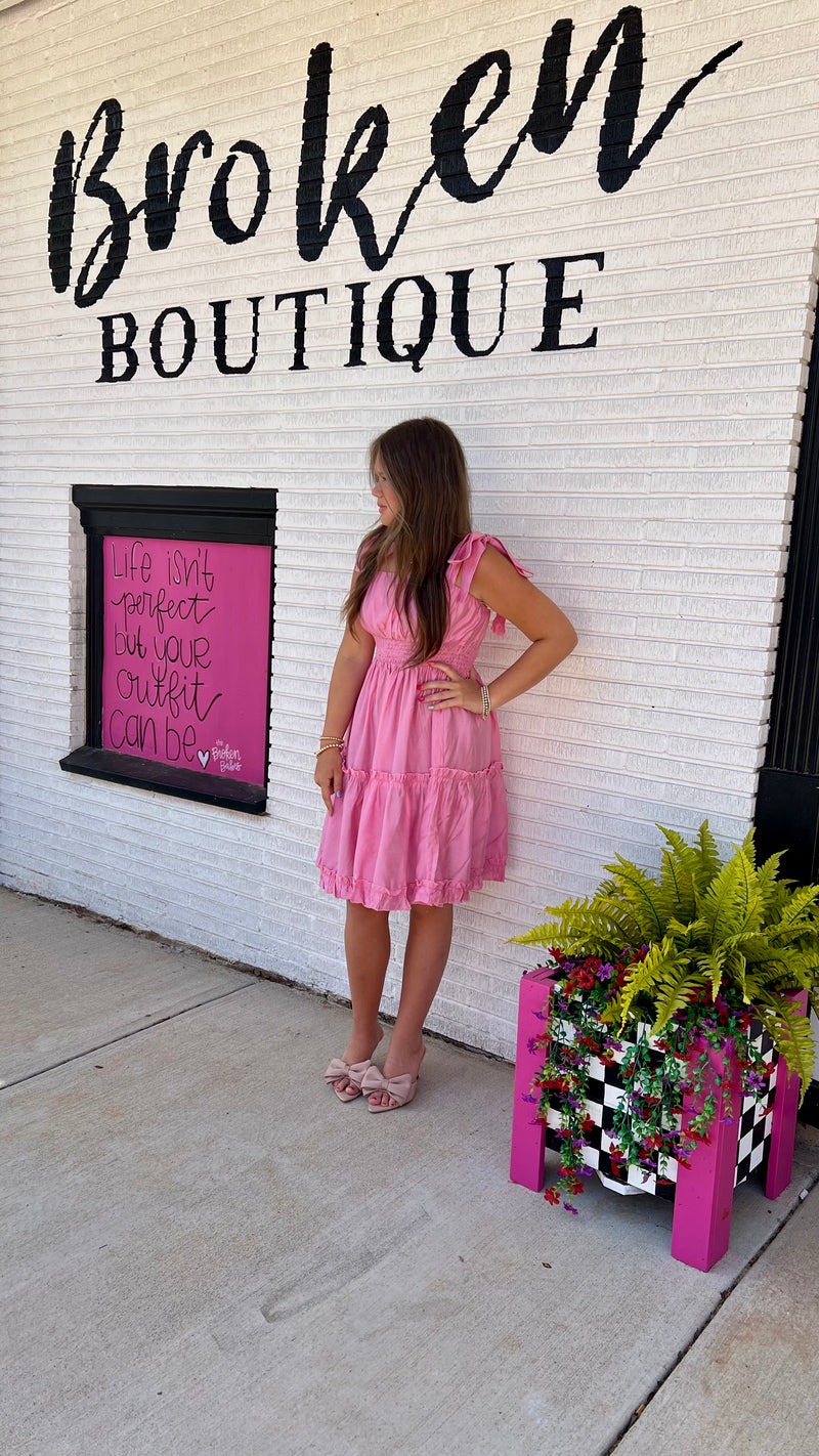 Pink Suzan Mini Dress-Mini Dress-Broken Boutique-Palestine-TX