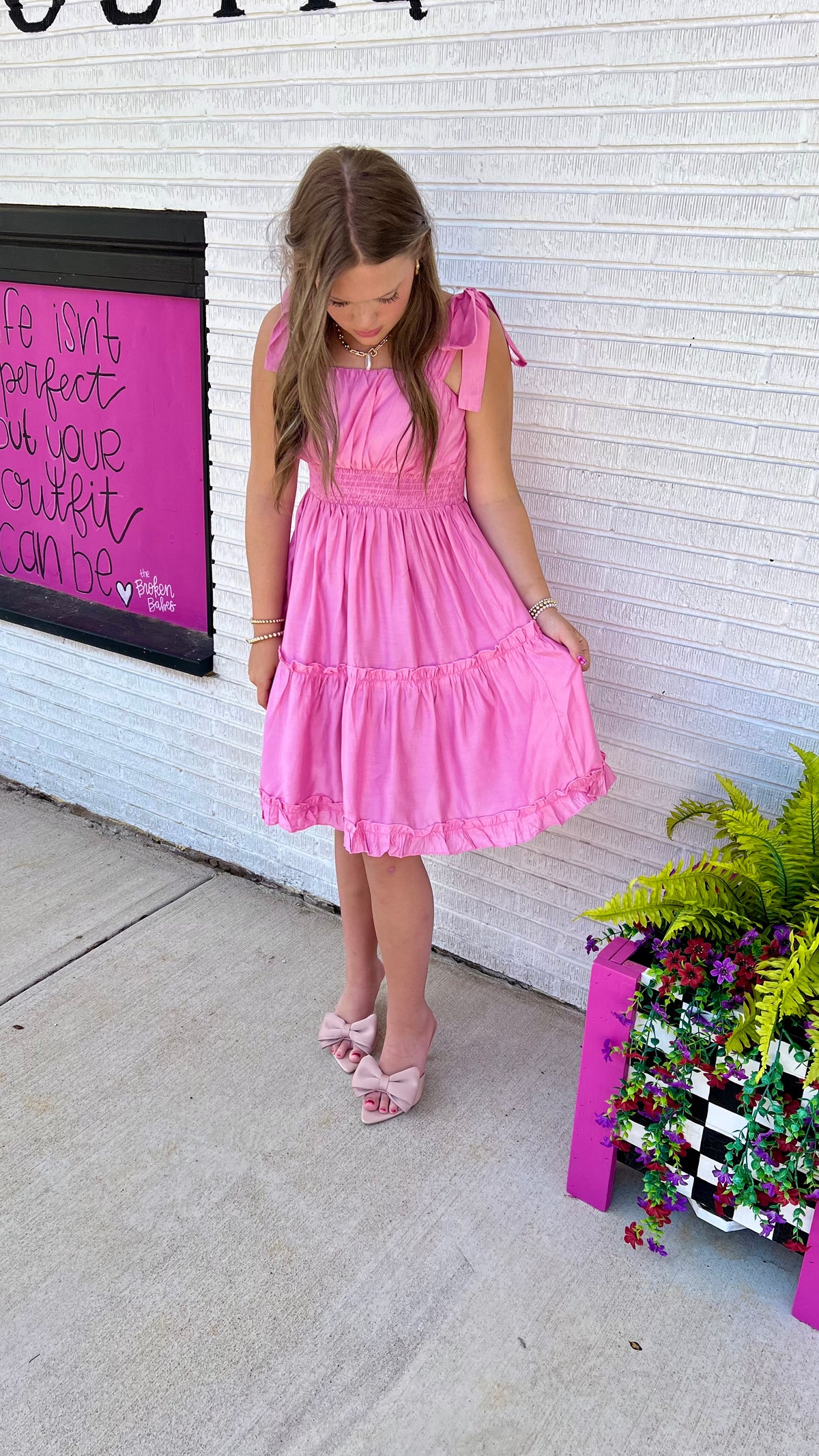 Pink Suzan Mini Dress-Mini Dress-Broken Boutique-Palestine-TX