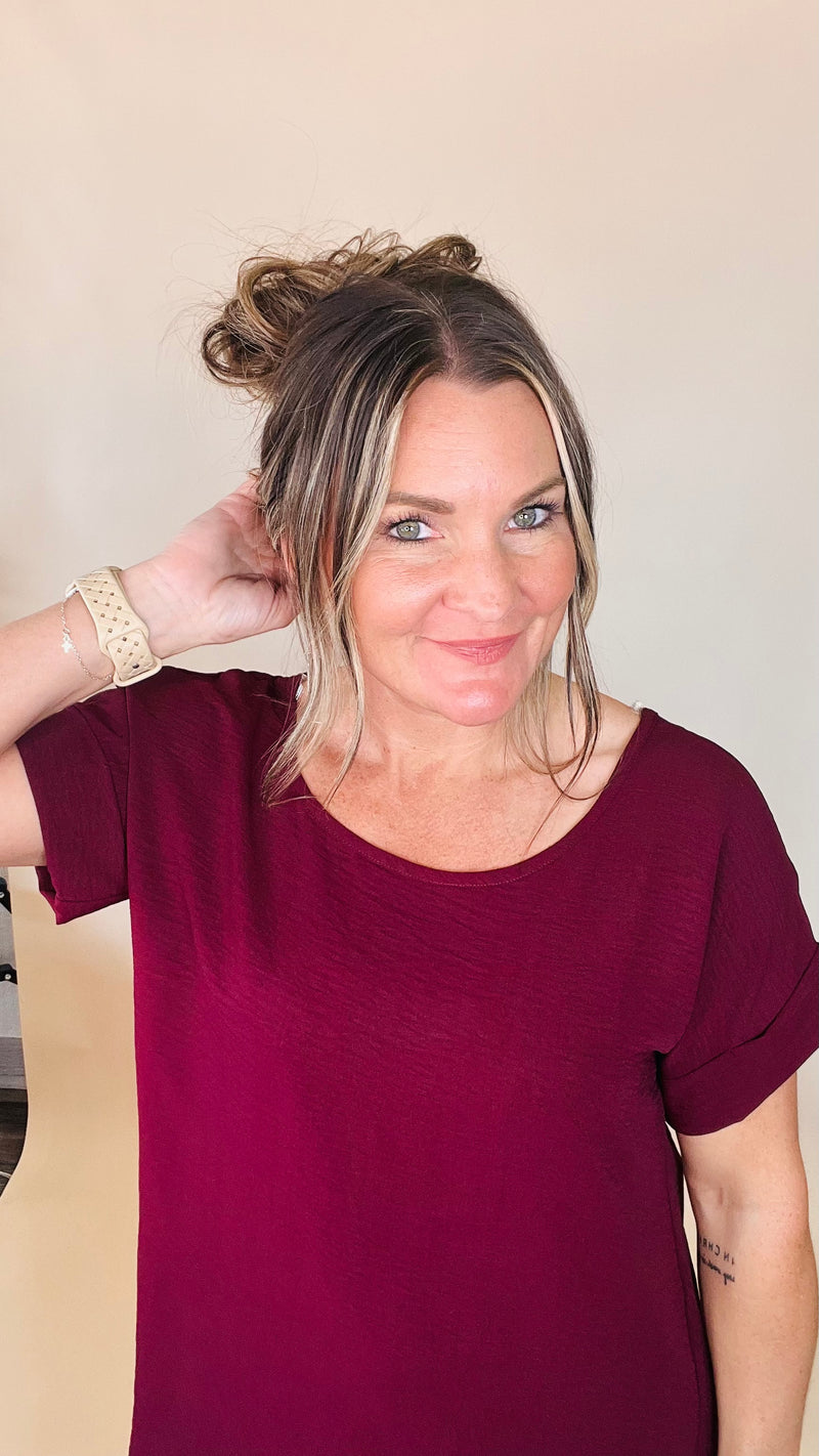 4691 Burgundy Celine Top-Blouses-Broken Boutique-Palestine-TX