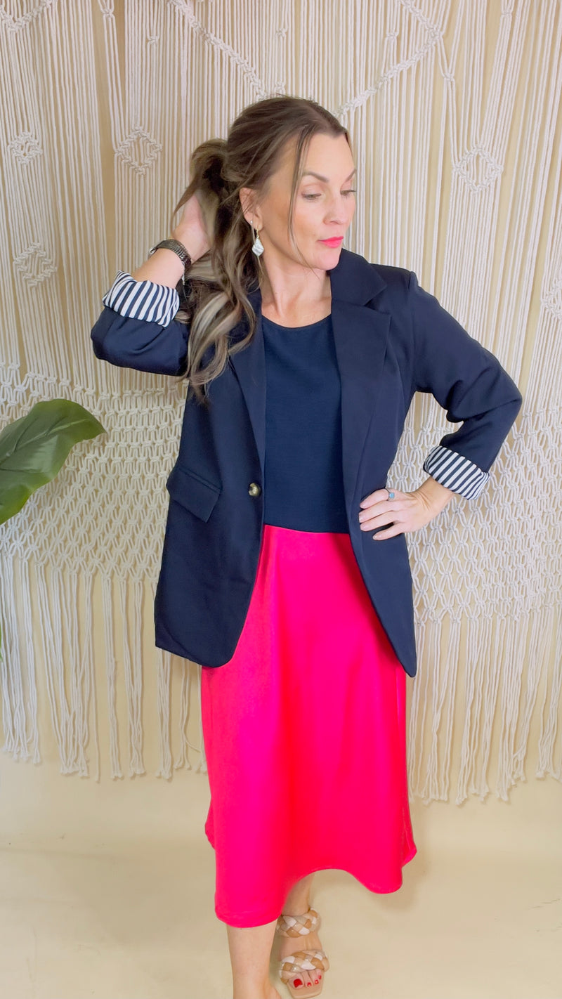 2-Navy Single Button Blazer-Blazer-Broken Boutique-Palestine-TX