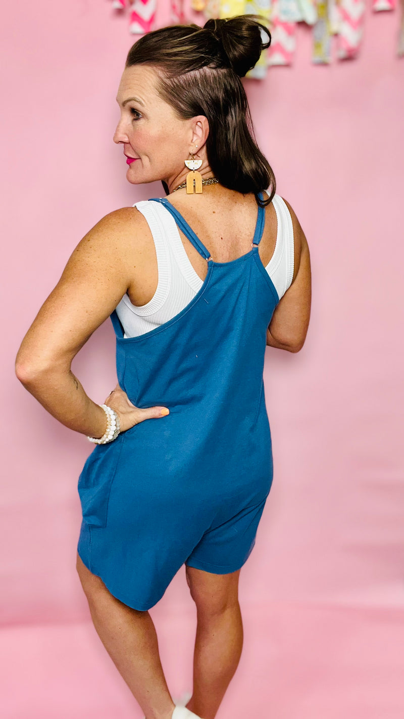 Blue Victoria Romper-Short Romper-Broken Boutique-Palestine-TX