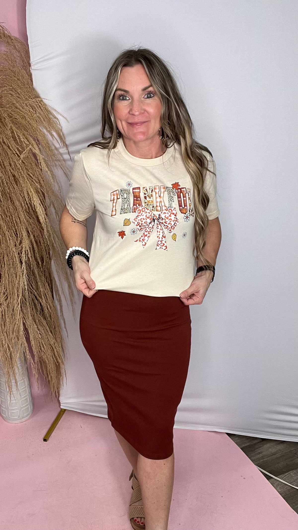11-4562 Rust Lynn Skirt-knee skirt-Broken Boutique-Palestine-TX