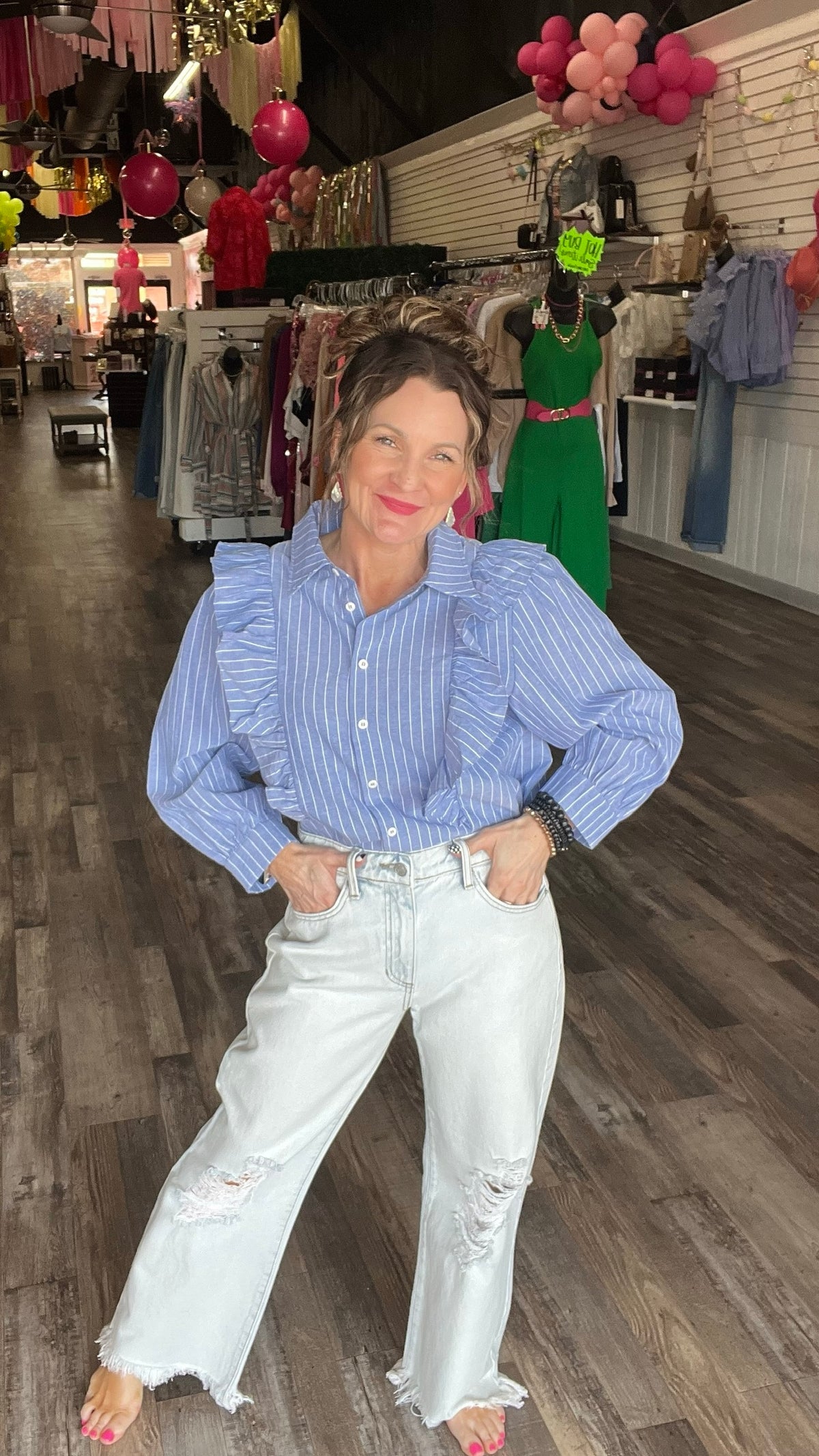 Denim Ashley Top-Blouses-Broken Boutique-Palestine-TX