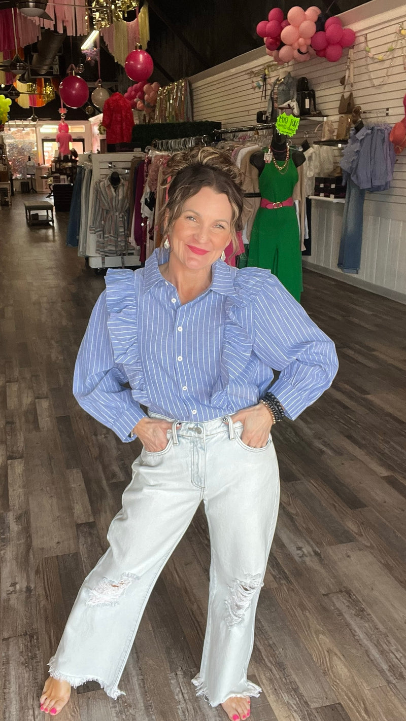 Denim Ashley Top-Blouses-Broken Boutique-Palestine-TX