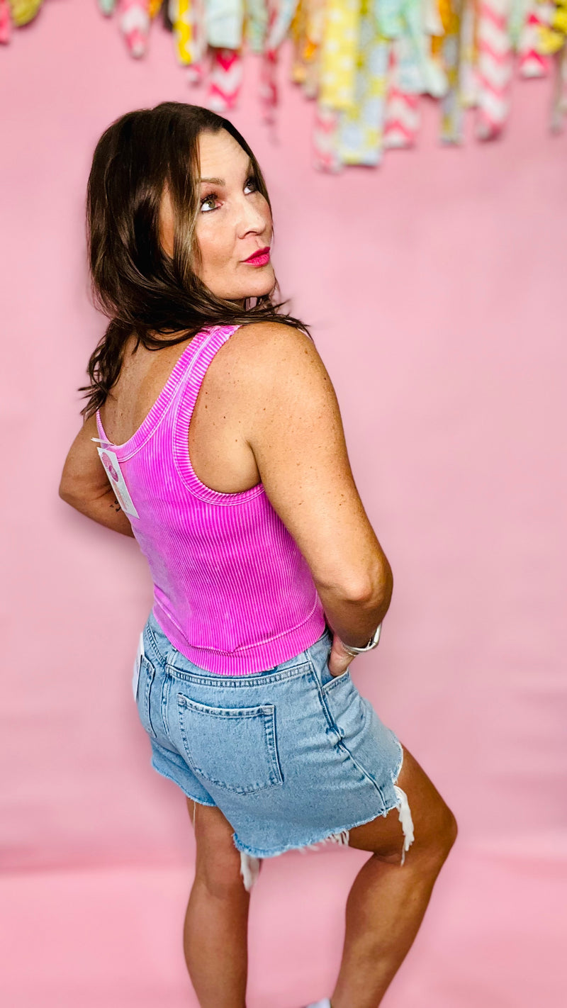 Bright Mauve Tank Top-sleeveless-Broken Boutique-Palestine-TX