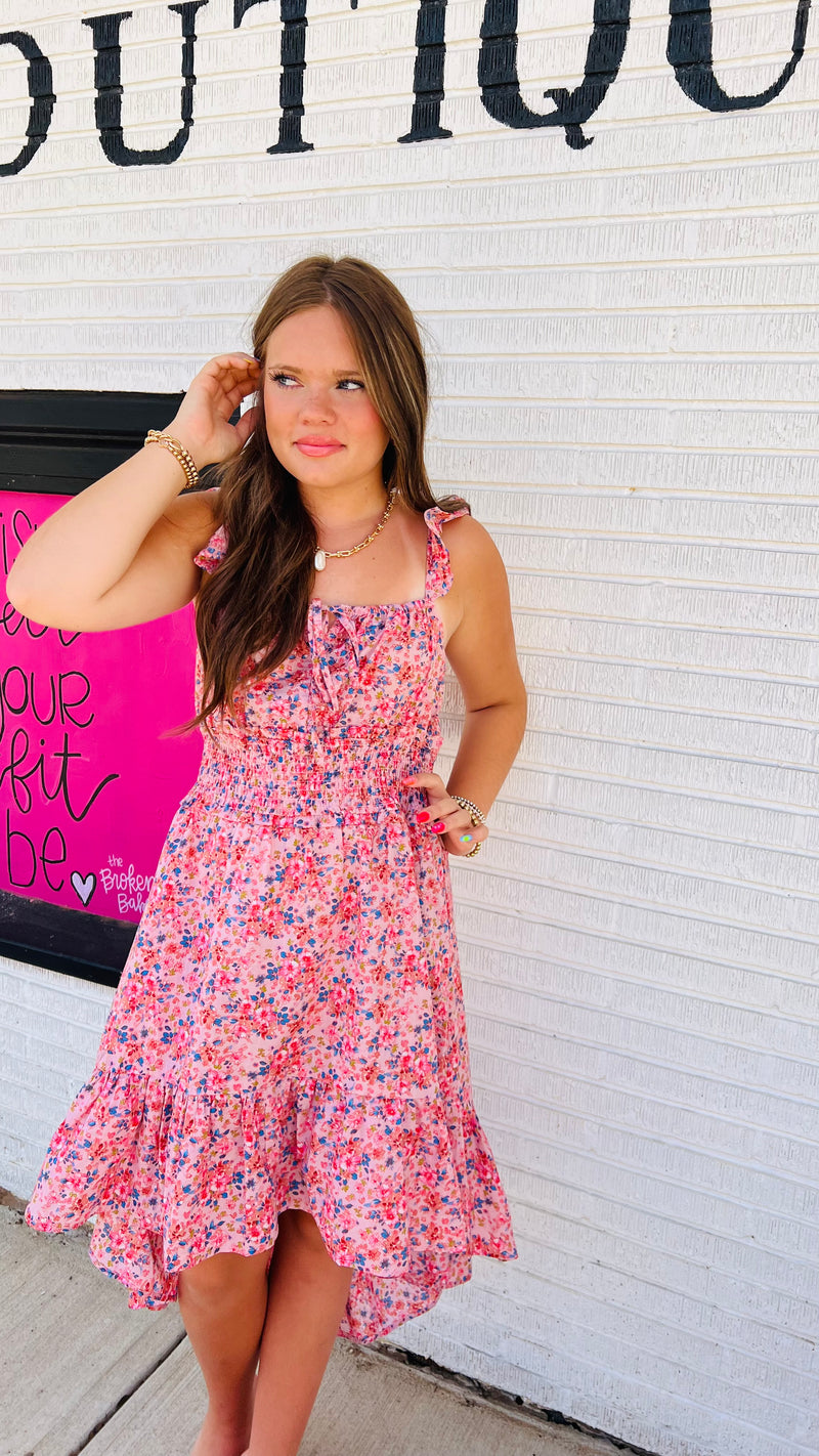 Rose Floral Jeri Dress-Midi Dress-Broken Boutique-Palestine-TX
