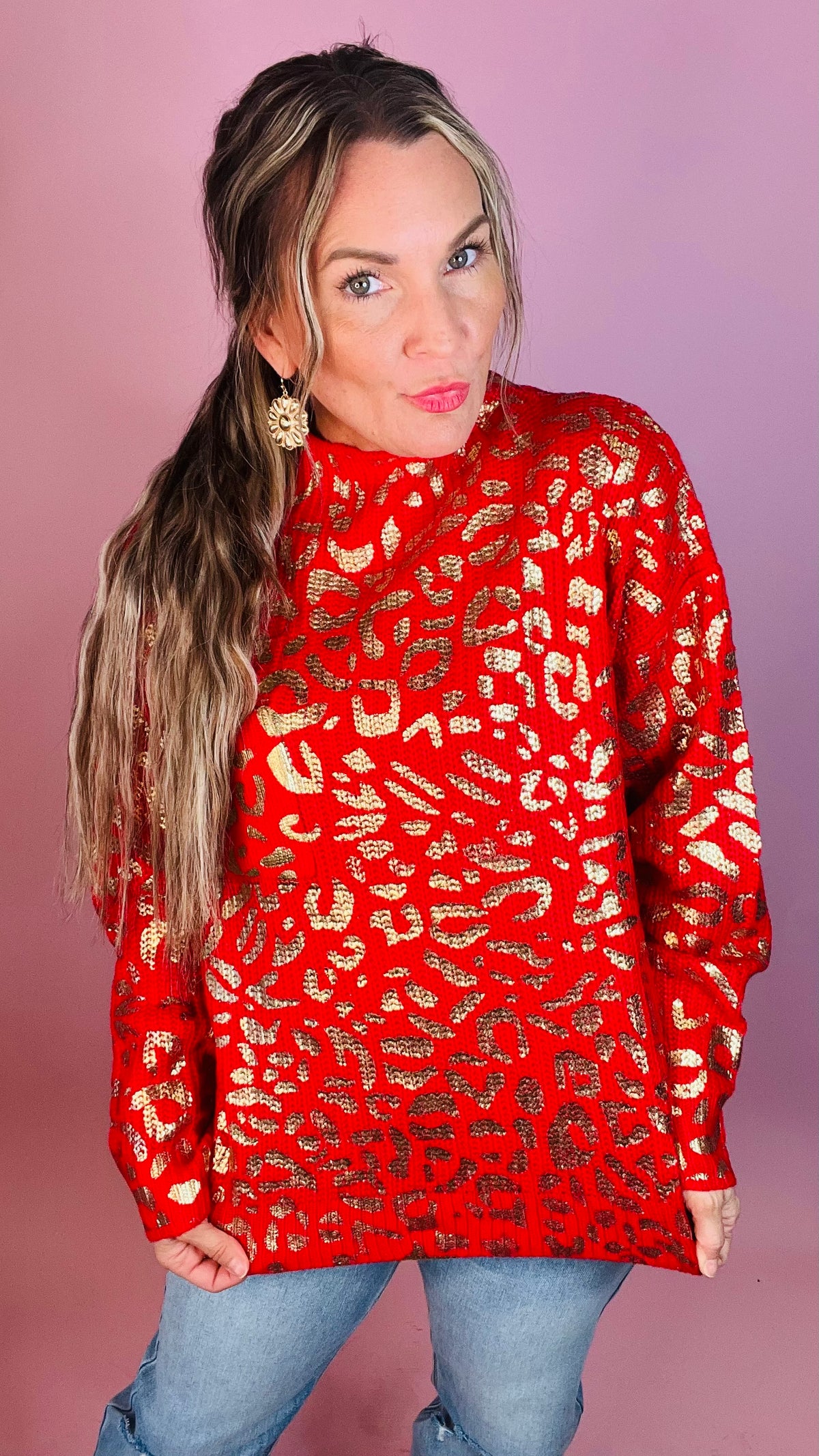 8-11446 Red Lila Sweater-Sweater-Broken Boutique-Palestine-TX