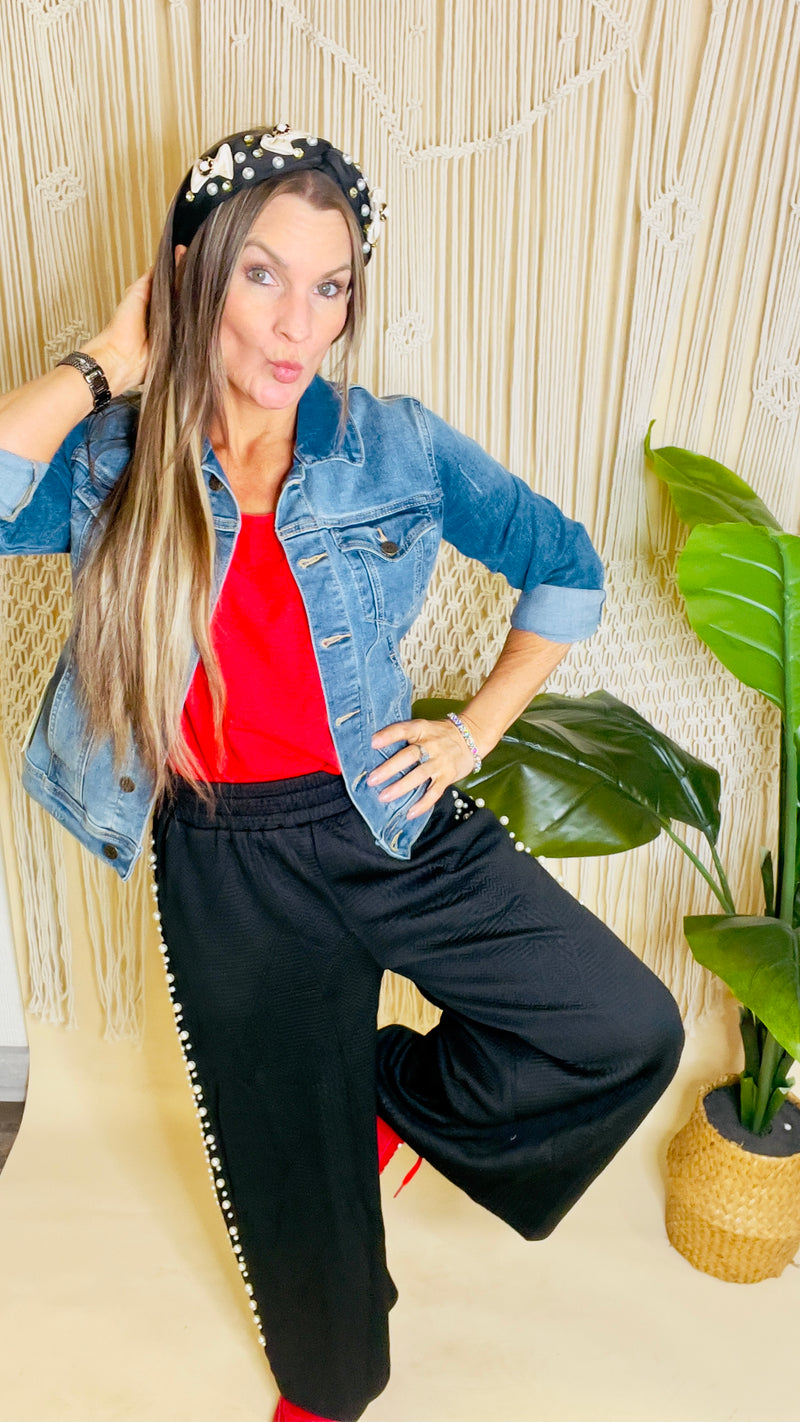 1-8793 Black Pearl Crop Pants-Crop Pants-Broken Boutique-Palestine-TX