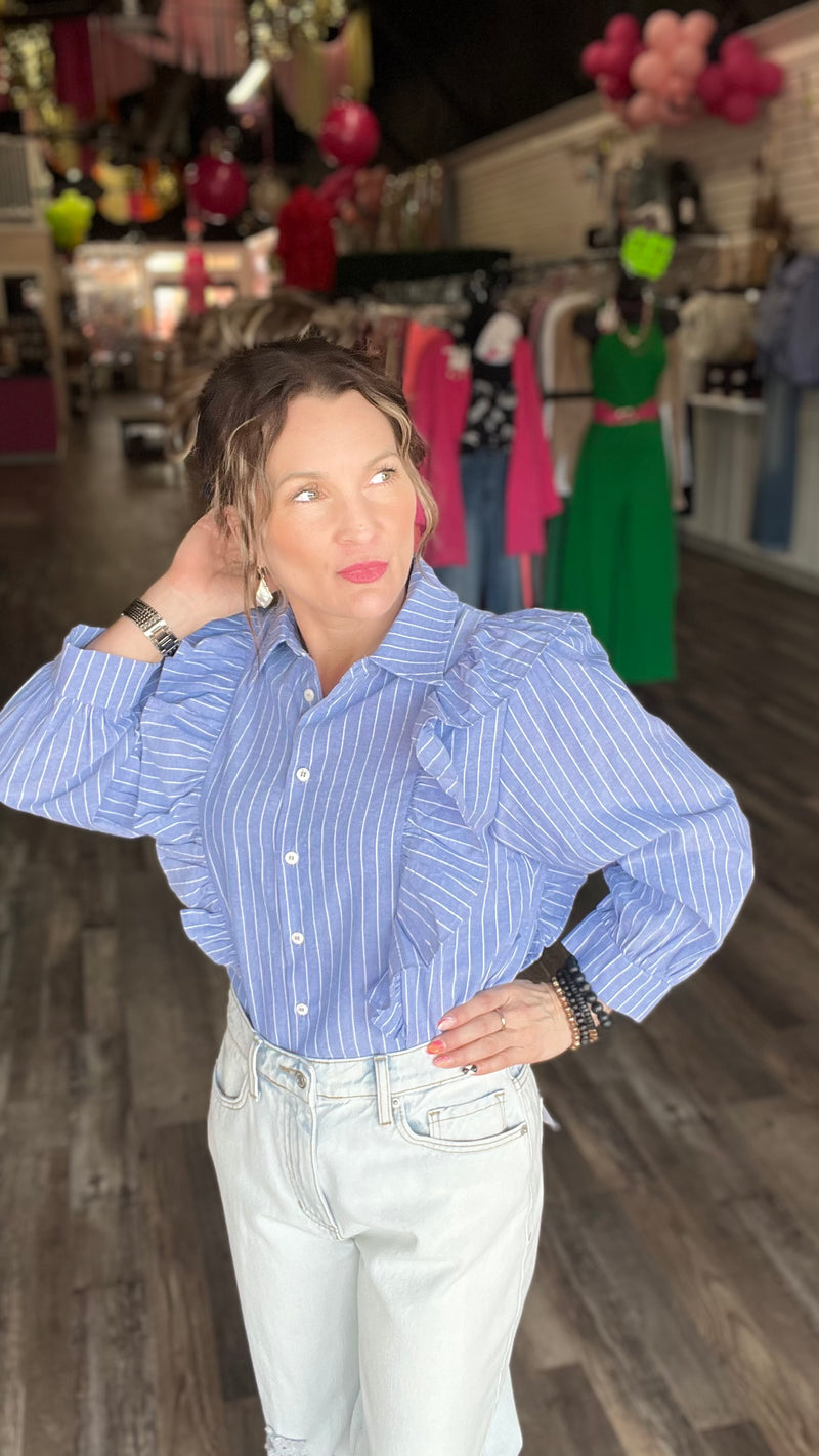 Denim Ashley Top-Blouses-Broken Boutique-Palestine-TX