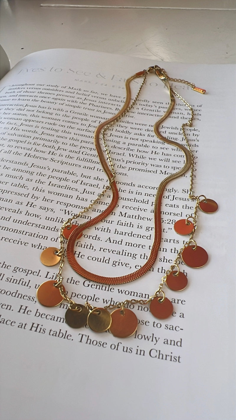 Shimmer Disc Layered necklace-Accessories-Broken Boutique