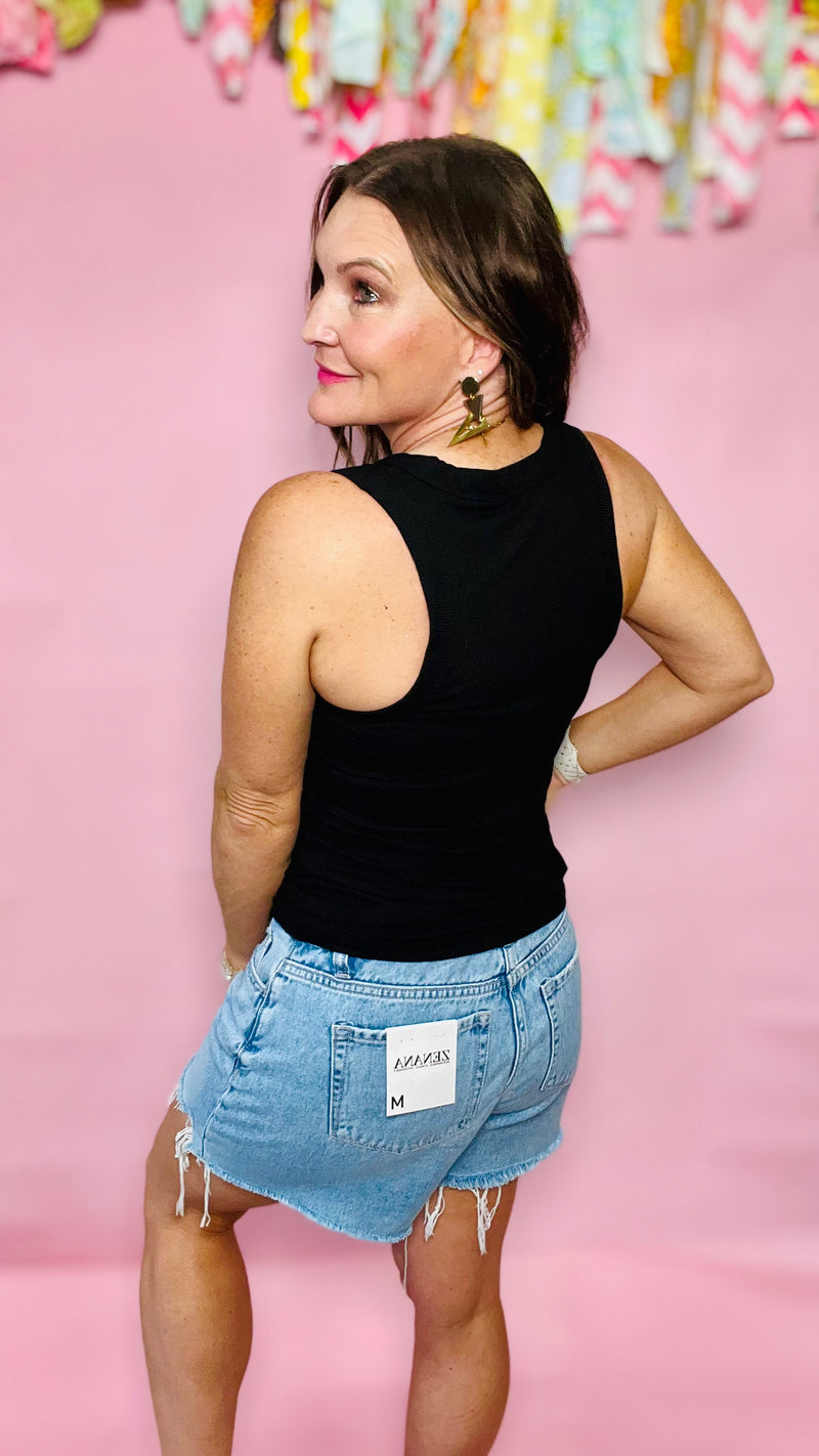 Black Stephanie Tank Top-sleeveless-Broken Boutique-Palestine-TX