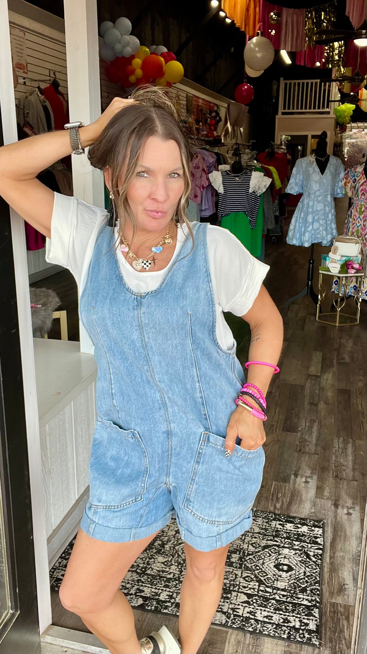 3-9510 Summer Short Overalls-short overalls-Broken Boutique-Palestine-TX