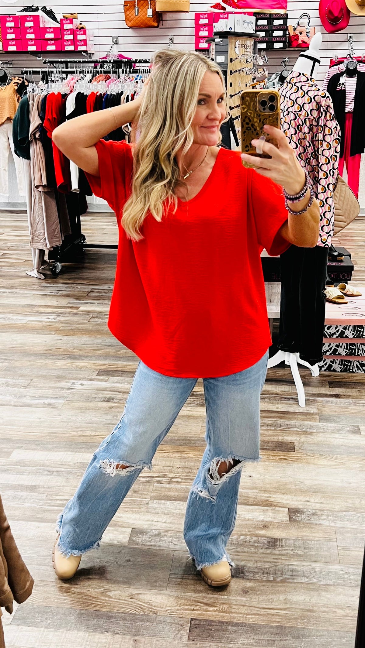 Red Ruth Top-Blouses-Broken Boutique-Palestine-TX