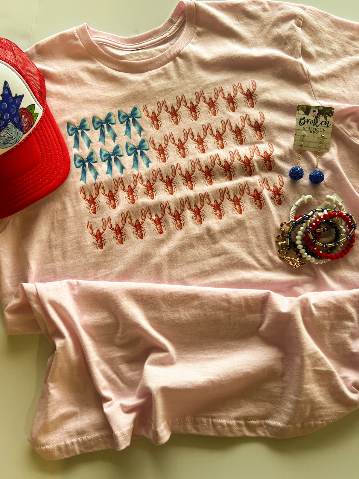 Patriotic Lobsters tee-Graphic Tees-Broken Boutique-Palestine-TX