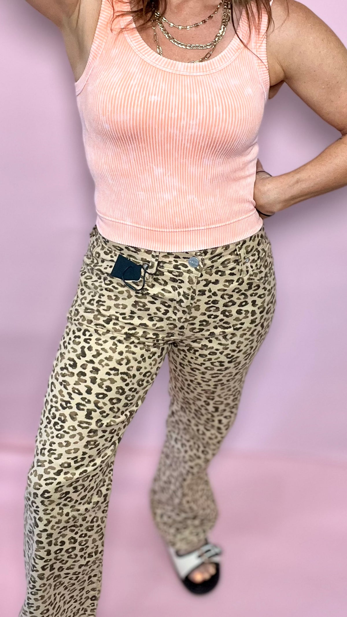 Leopard Meg Ankle Slim Straight Jean-bottoms-Broken Boutique-Palestine-TX
