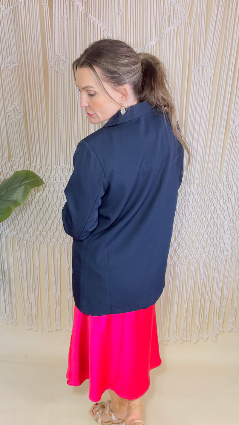 2-Navy Single Button Blazer-Blazer-Broken Boutique-Palestine-TX
