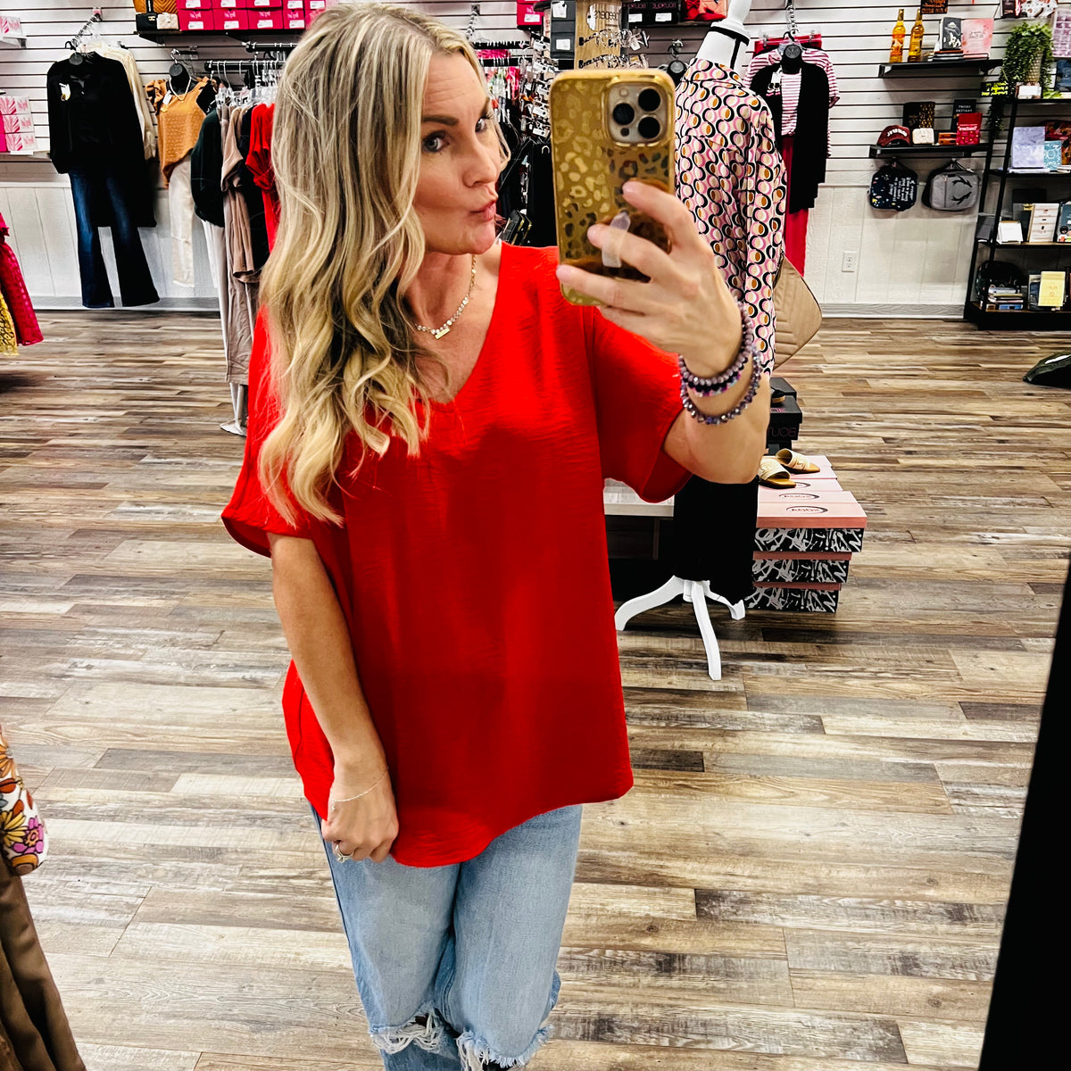 Red Ruth Top-Blouses-Broken Boutique-Palestine-TX