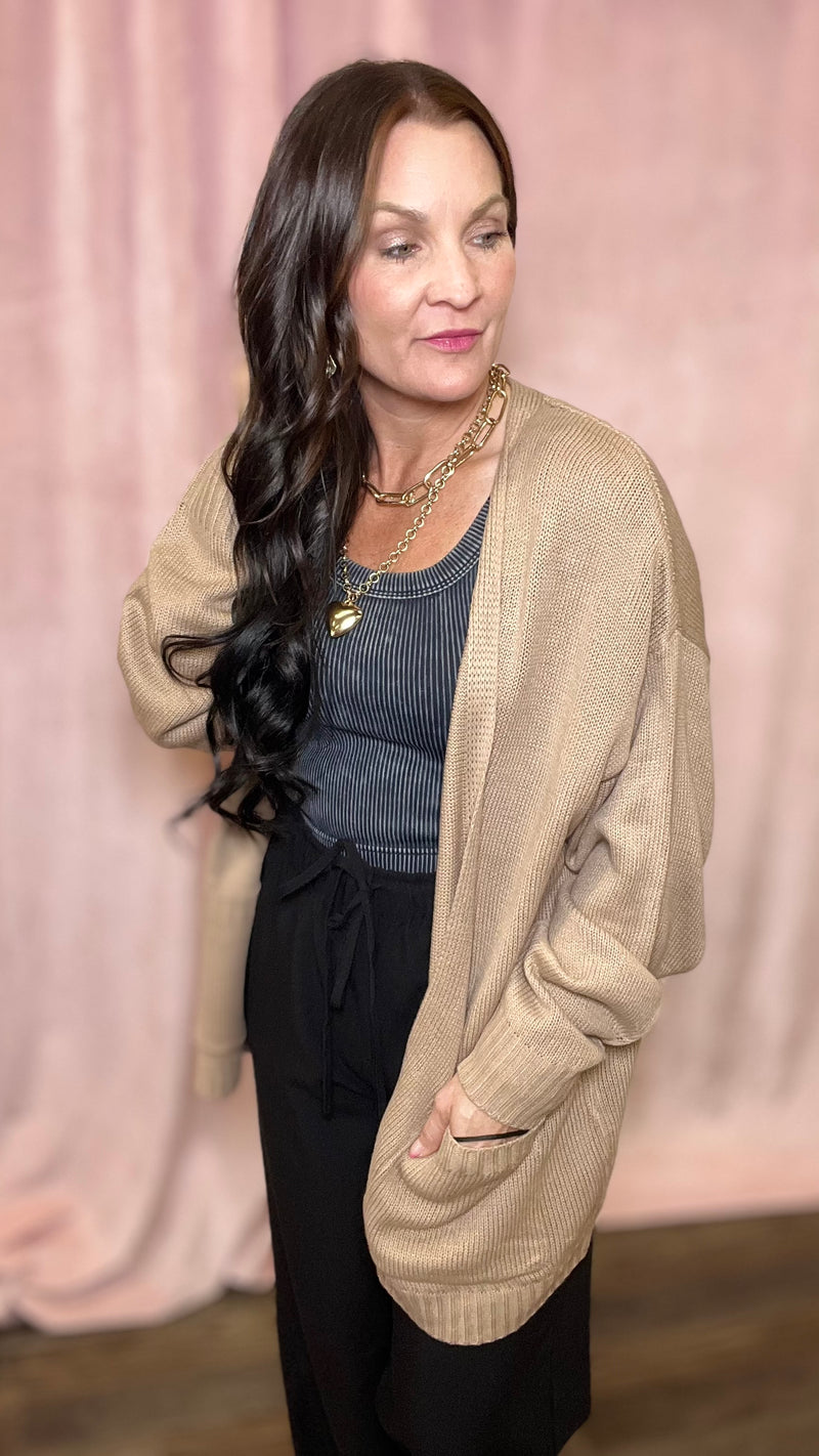 Coffee Date Cardi in Dark Taupe