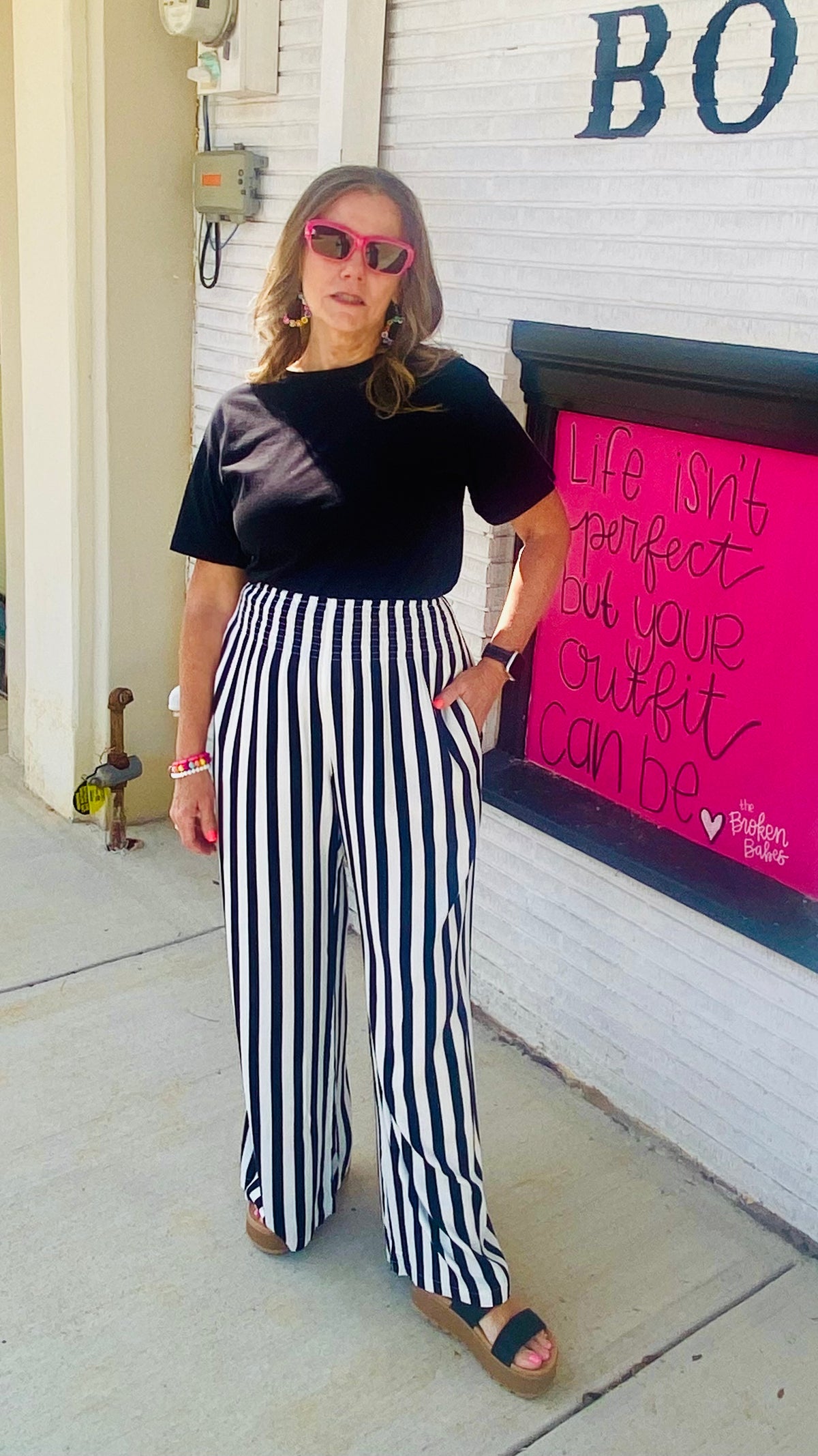 5-81443 Black Stripe Aubrey Pants-dress pants-Broken Boutique-Palestine-TX